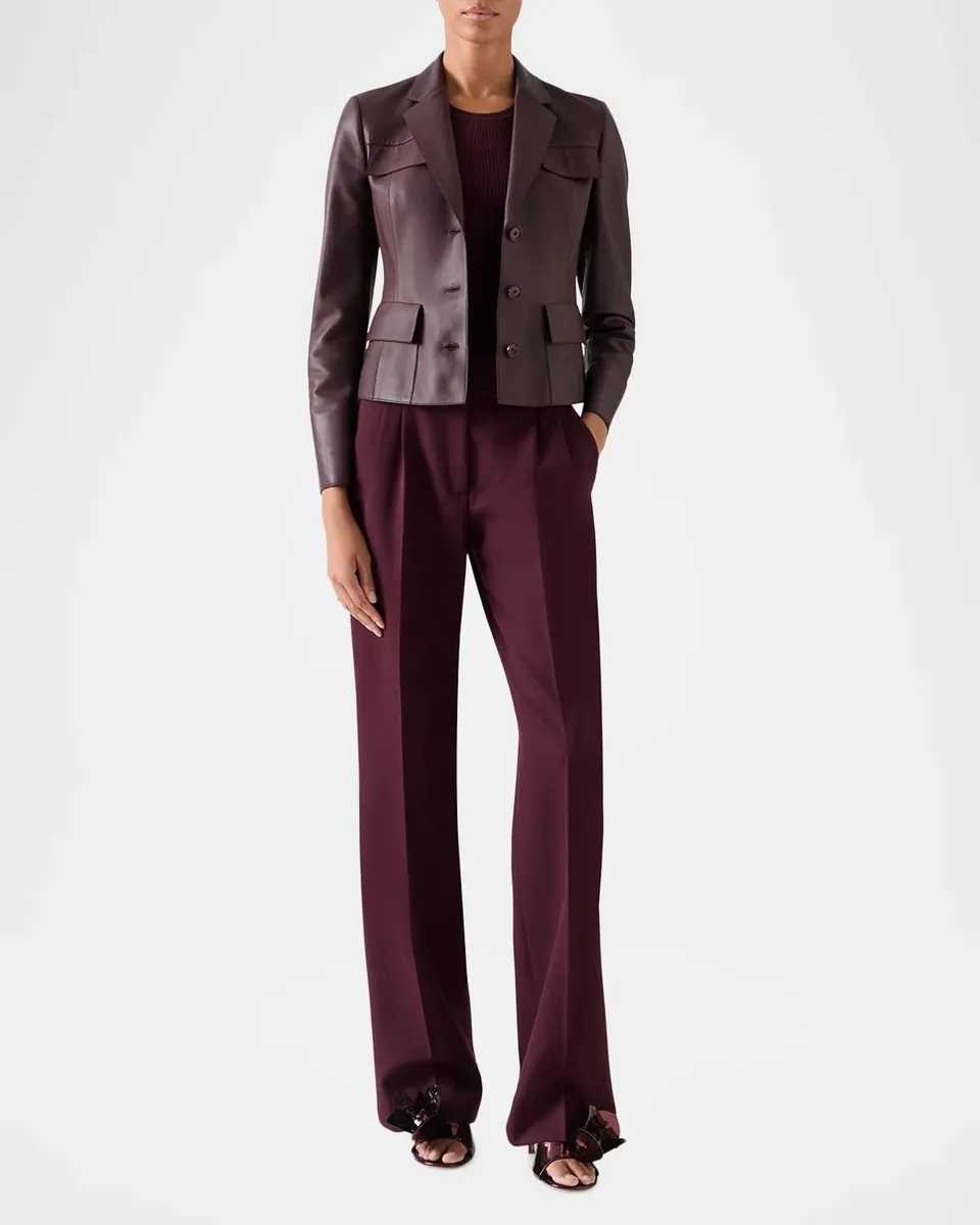 Akris Norse Leather Notch-Lapel Jacket | Thumbnail 2