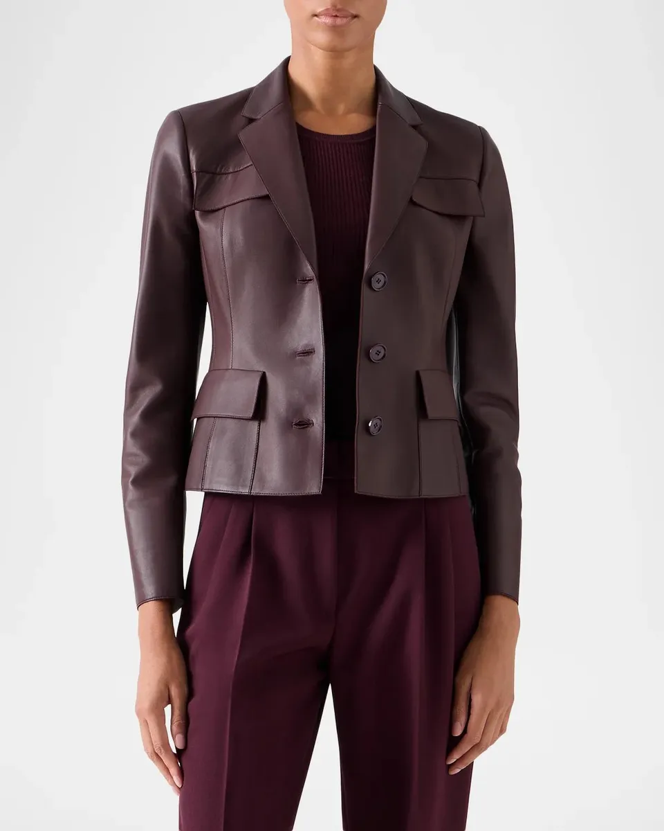 Akris Norse Leather Notch-Lapel Jacket | Thumbnail 4