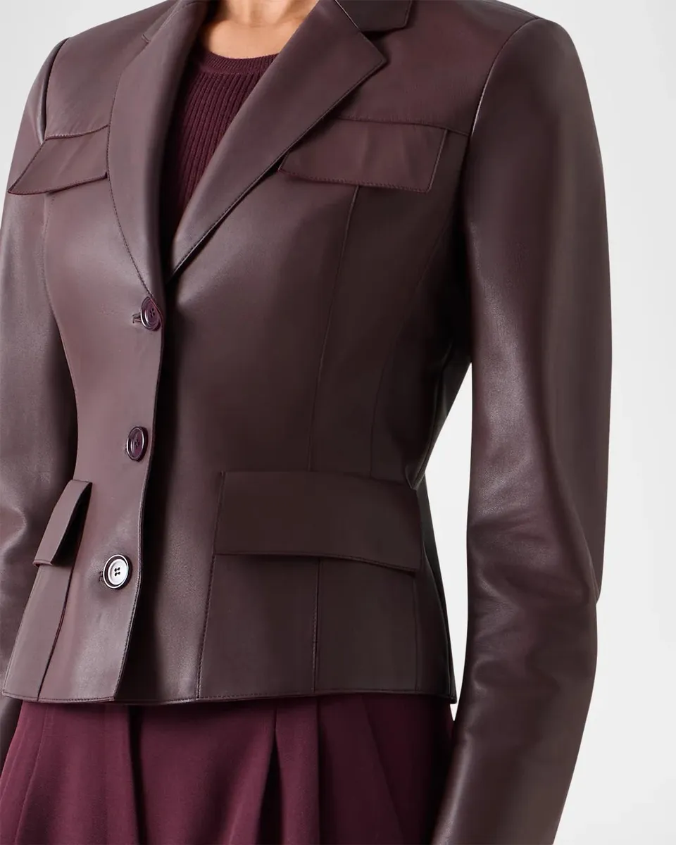 Akris Norse Leather Notch-Lapel Jacket | Thumbnail 5