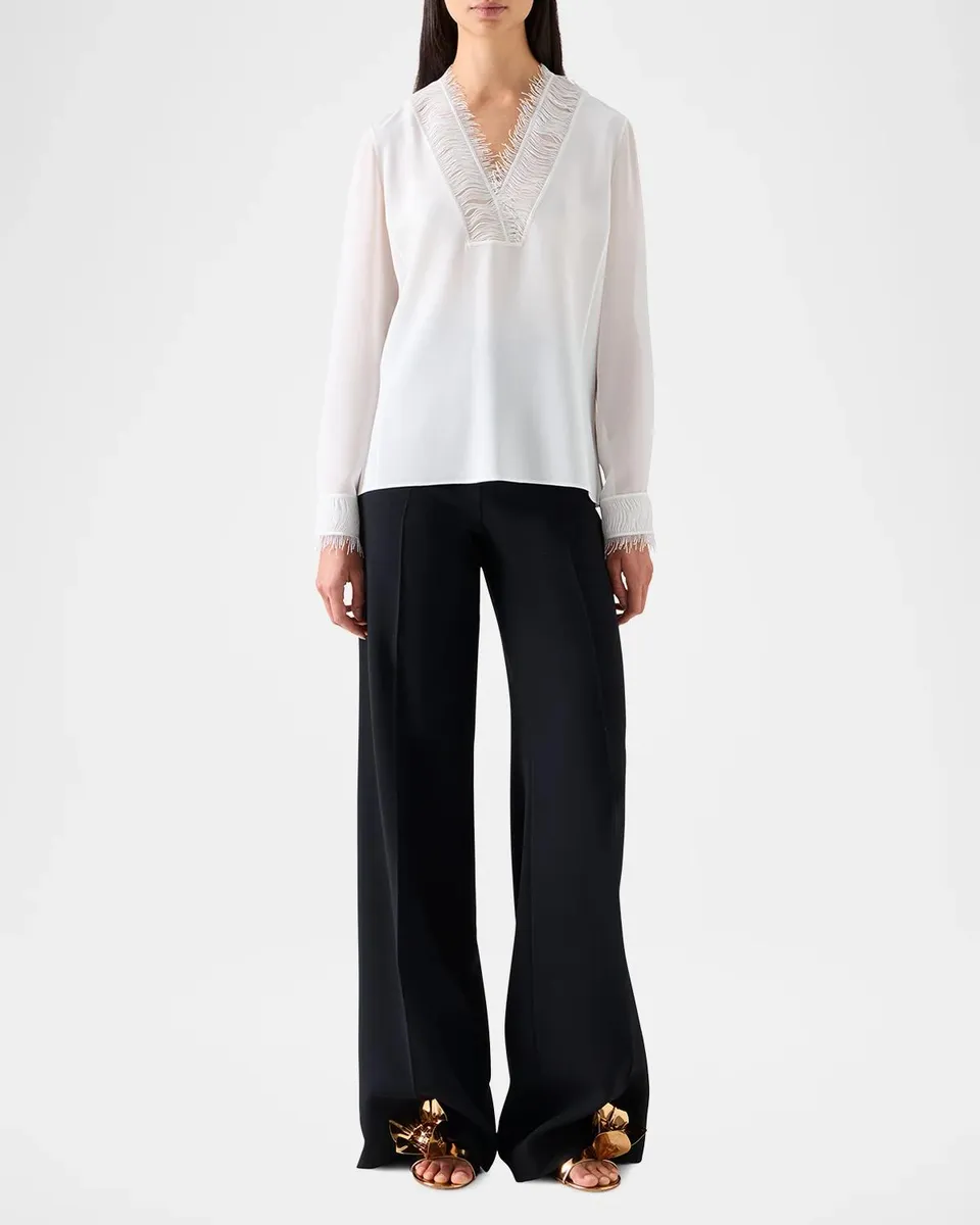 Akris Fringed Silk Crepe Blouse | Thumbnail 2 Akris Fringed Silk Crepe Blouse | Thumbnail 2