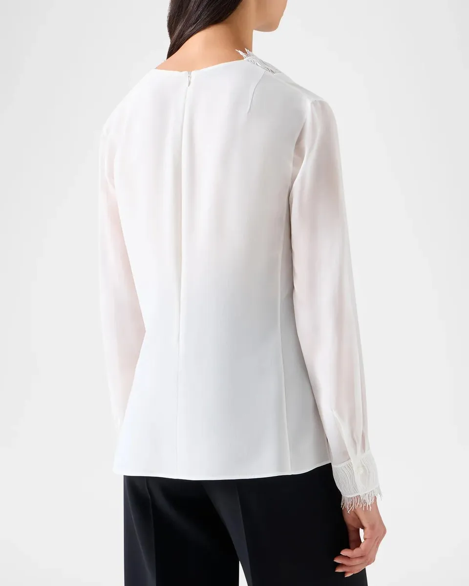 Akris Fringed Silk Crepe Blouse | Thumbnail 3 Akris Fringed Silk Crepe Blouse | Thumbnail 3