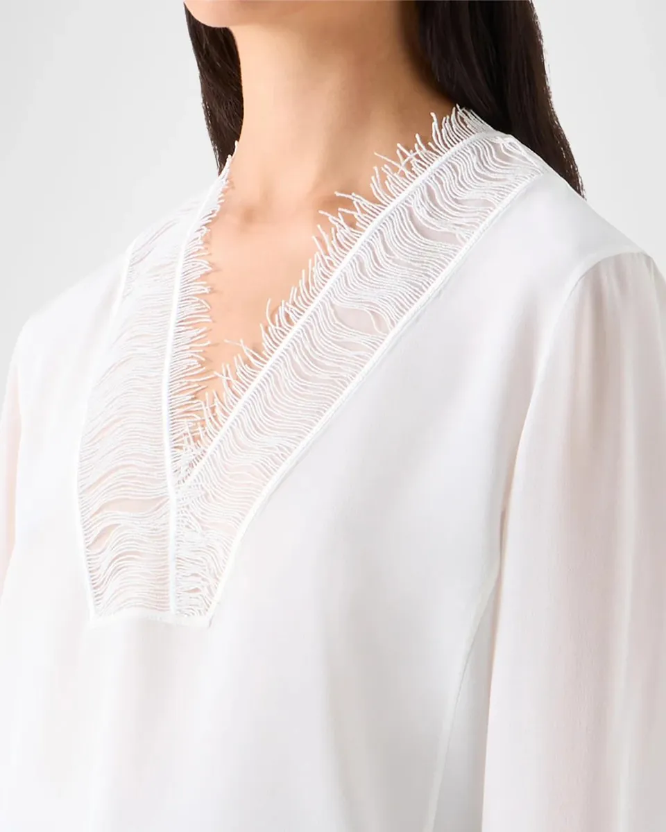 Akris Fringed Silk Crepe Blouse | Thumbnail 5 Akris Fringed Silk Crepe Blouse | Thumbnail 5