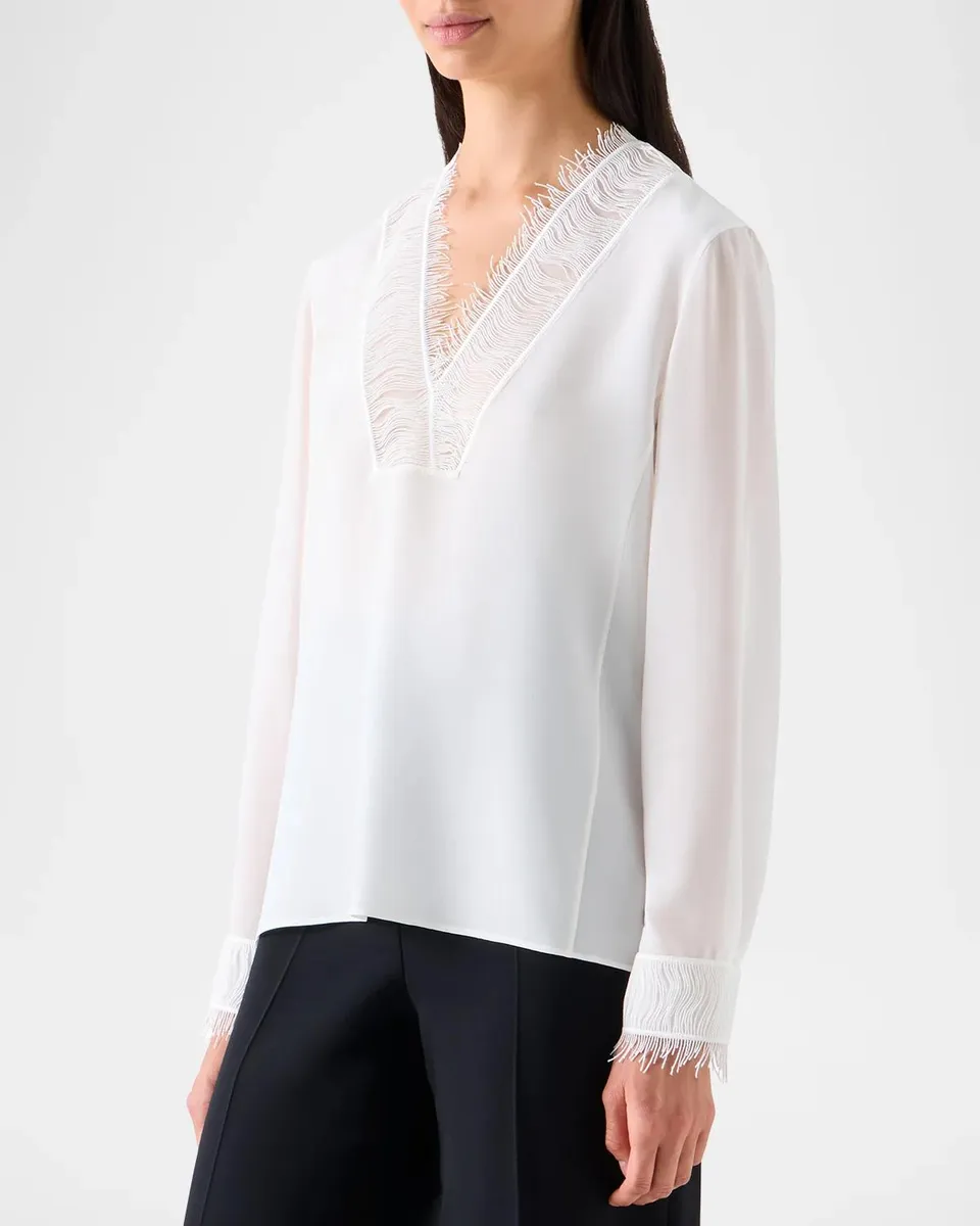 Akris Fringed Silk Crepe Blouse | Thumbnail 6 Akris Fringed Silk Crepe Blouse | Thumbnail 6
