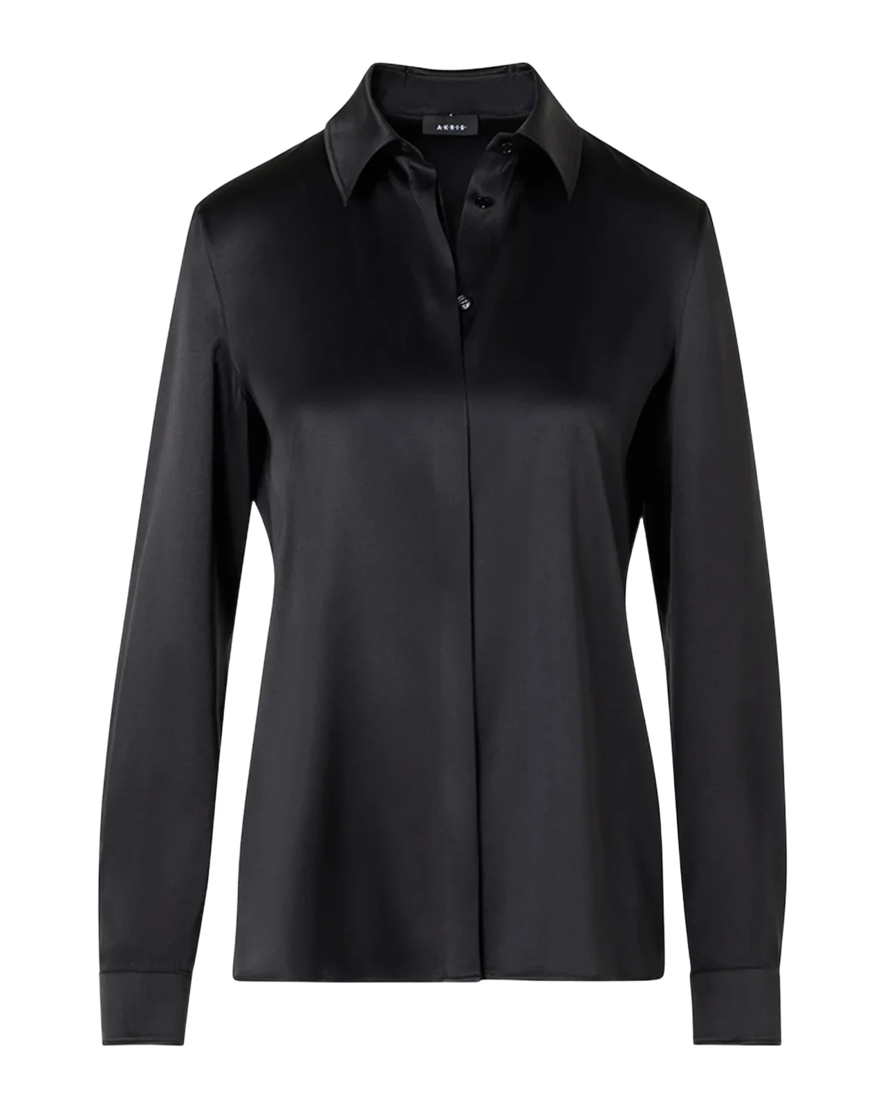 Silk Satin Long-Sleeve Blouse