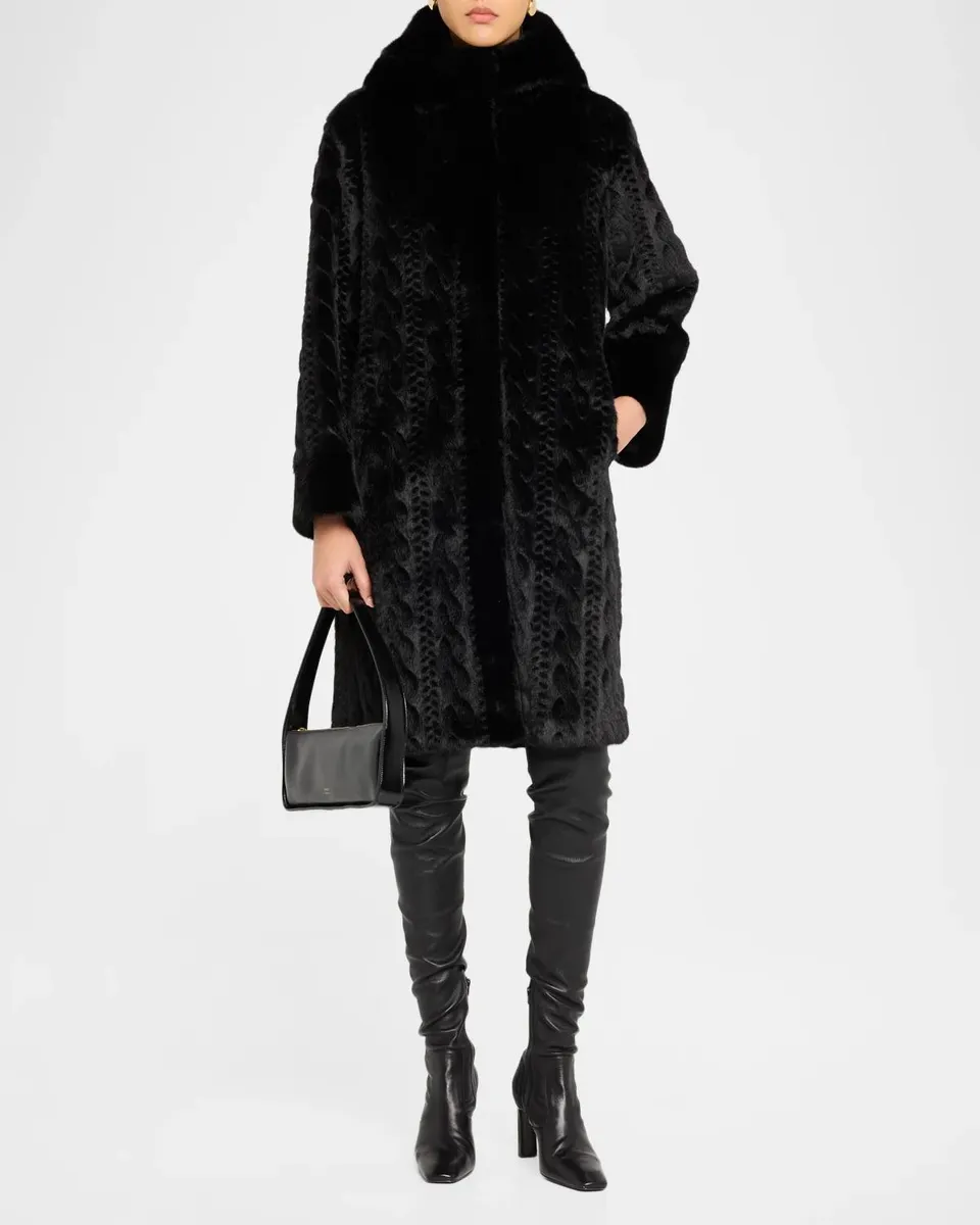 Kobi Halperin Myla Hooded Cable Faux Fur Coat | Thumbnail 2