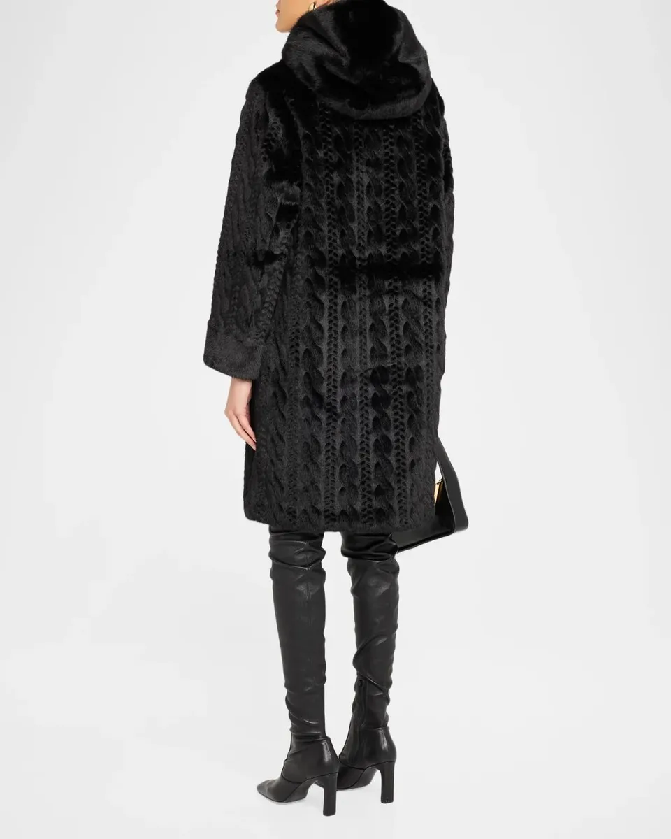 Kobi Halperin Myla Hooded Cable Faux Fur Coat | Thumbnail 3
