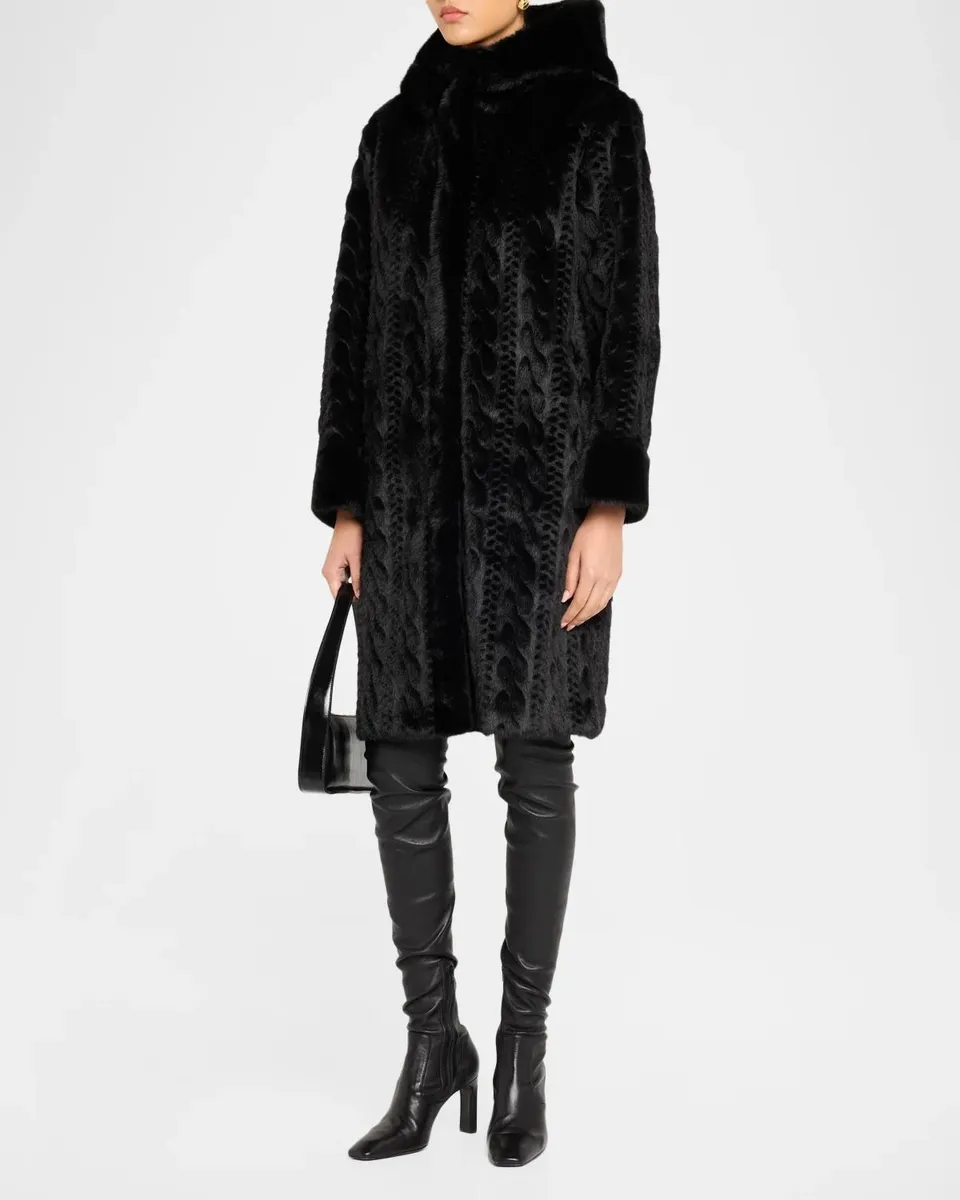 Kobi Halperin Myla Hooded Cable Faux Fur Coat | Thumbnail 4