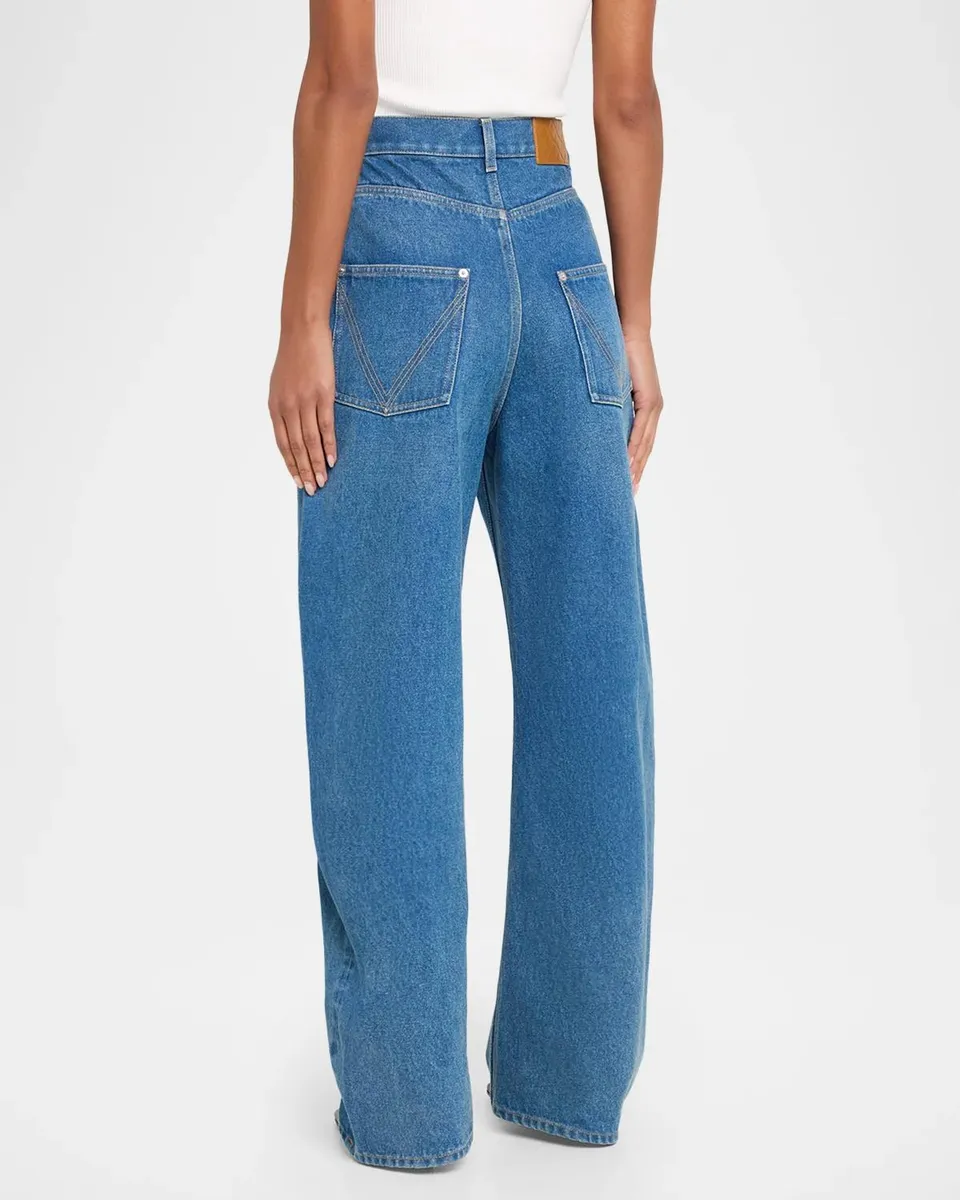 Bottega Veneta High-Rise Barrel-Leg Cotton Jeans | Thumbnail 3
