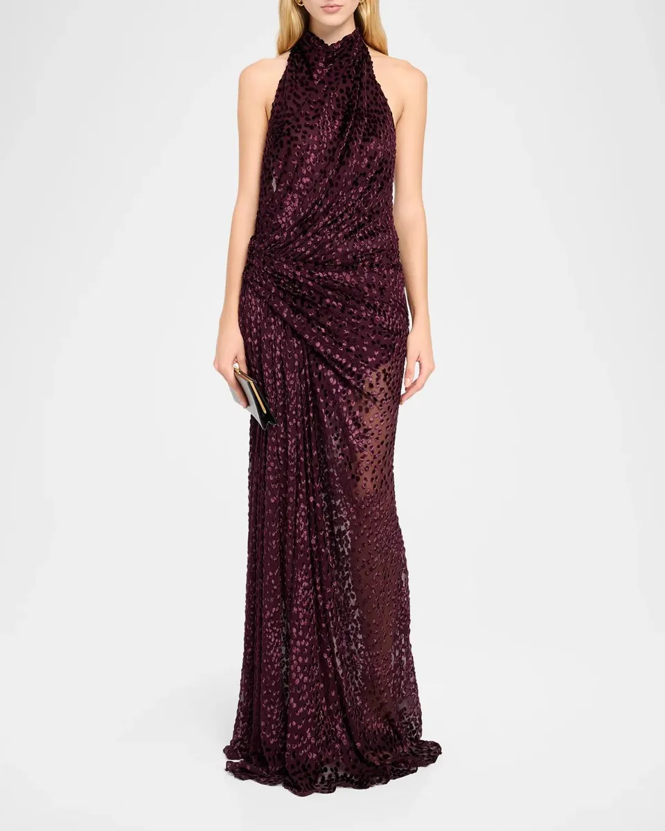 A.L.C. Paloma Burnout Silk-Blend Velvet Gown | Thumbnail 2 A.L.C. Paloma Burnout Silk-Blend Velvet Gown | Thumbnail 2