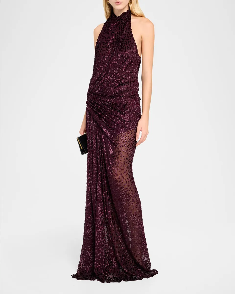 A.L.C. Paloma Burnout Silk-Blend Velvet Gown | Thumbnail 4 A.L.C. Paloma Burnout Silk-Blend Velvet Gown | Thumbnail 4