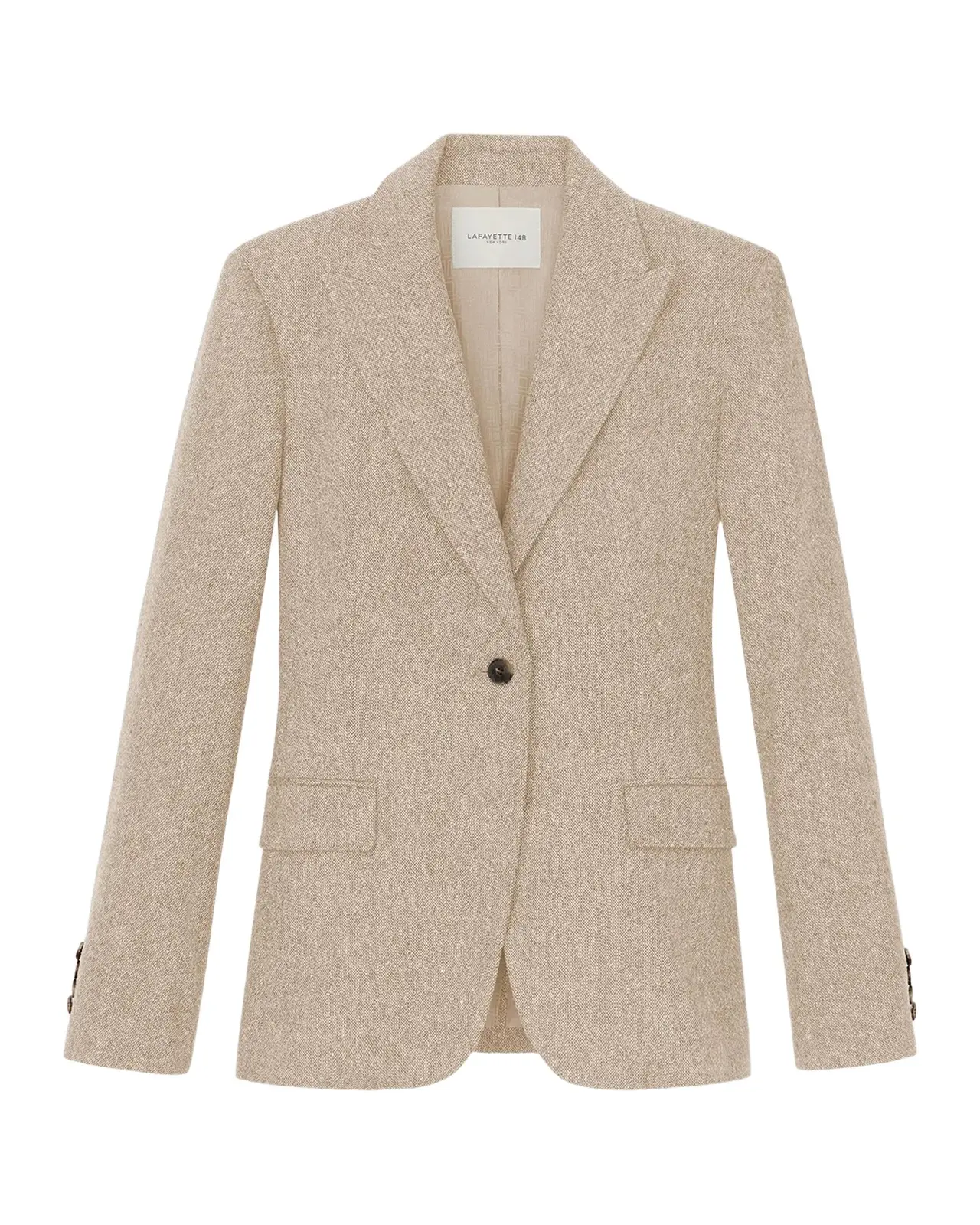 Single-Button Wool Donegal Tweed Blazer