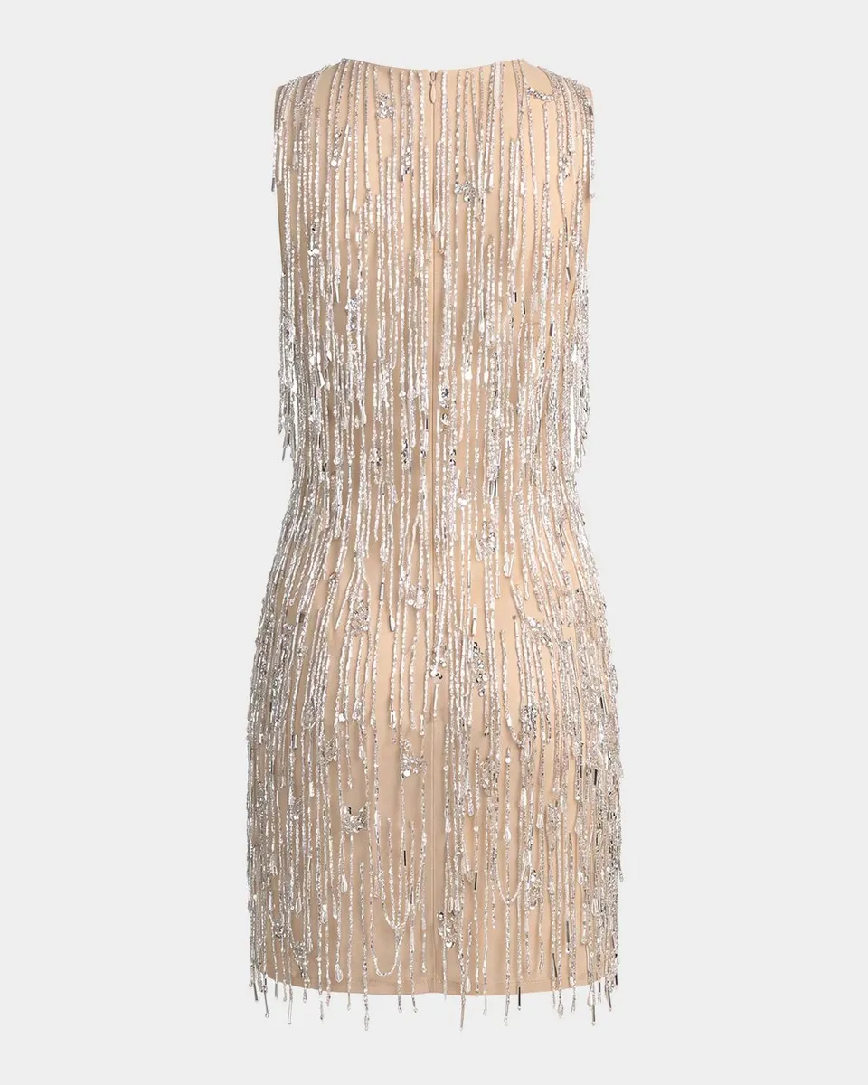 Mac Duggal Beaded Fringe Mesh Mini Dress | Thumbnail 5 Mac Duggal Beaded Fringe Mesh Mini Dress | Thumbnail 5