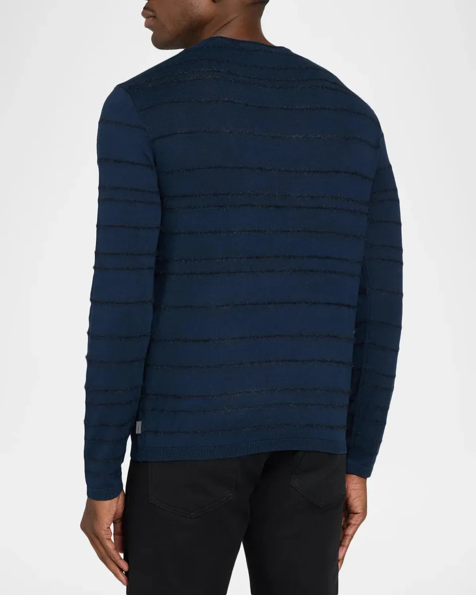 JOHN VARVATOS Men's Everly Textured Stripe Crewneck Top | Thumbnail 3 JOHN VARVATOS Men's Everly Textured Stripe Crewneck Top | Thumbnail 3