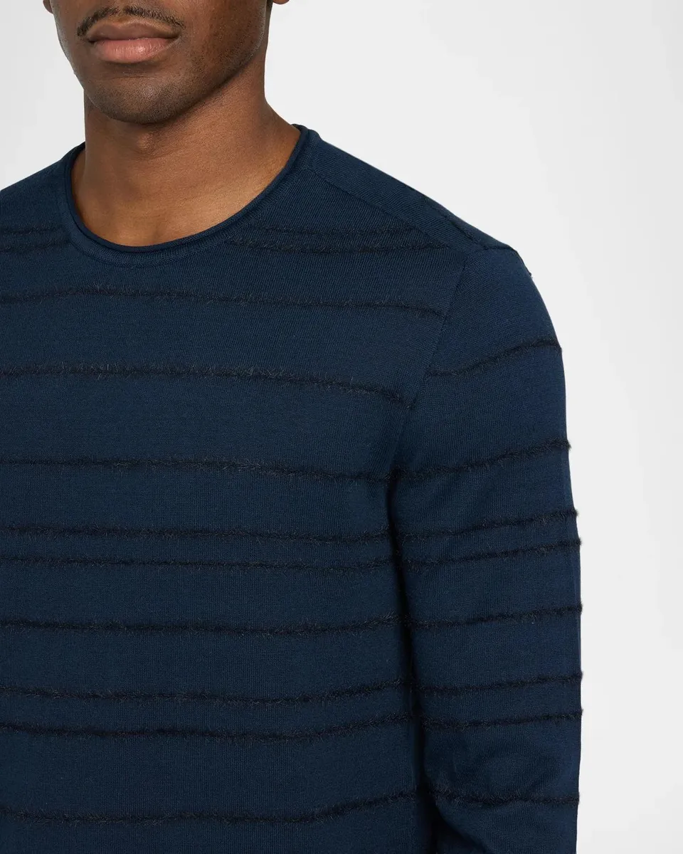 JOHN VARVATOS Men's Everly Textured Stripe Crewneck Top | Thumbnail 5 JOHN VARVATOS Men's Everly Textured Stripe Crewneck Top | Thumbnail 5