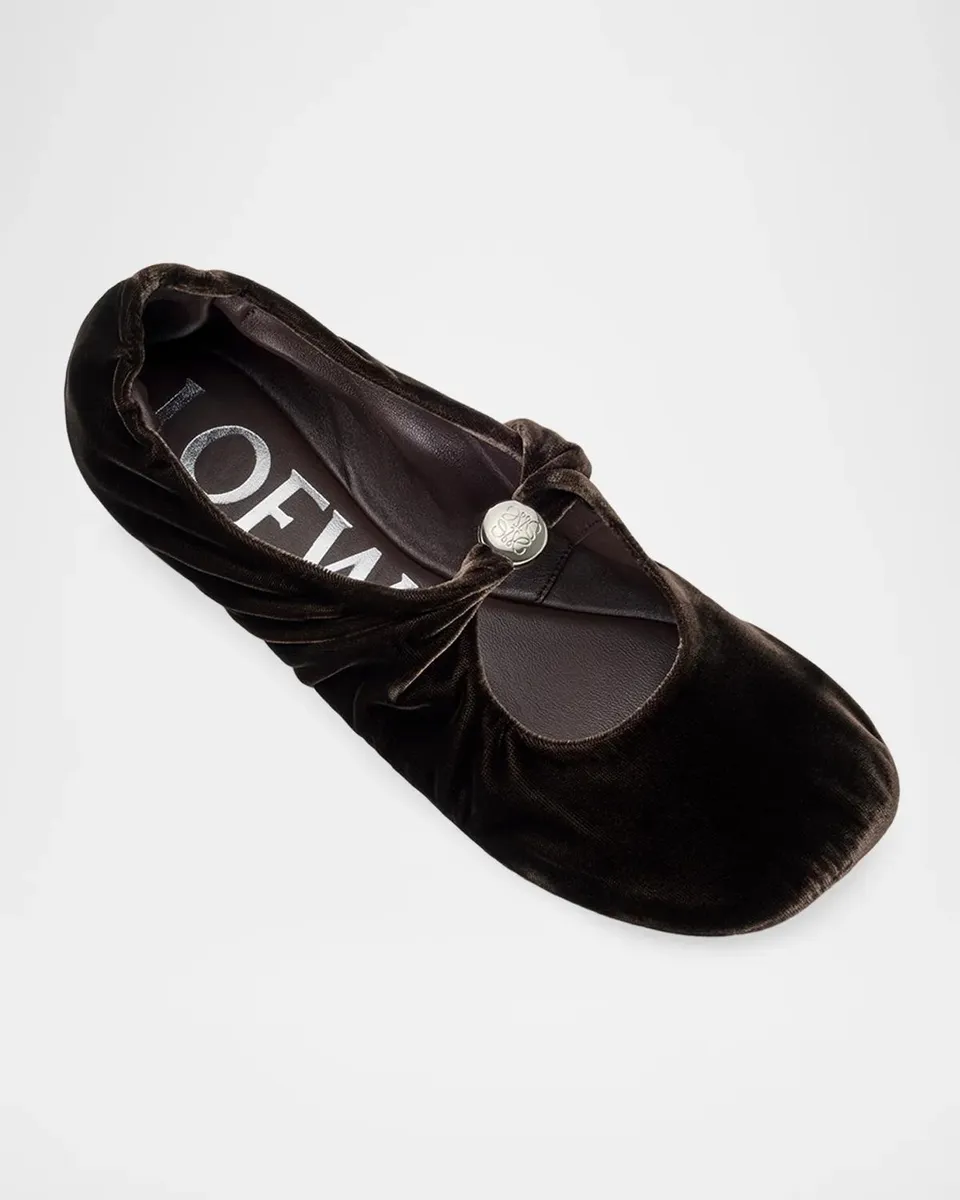 Loewe Pebble Soft Velvet Ballerina Flats | Thumbnail 3