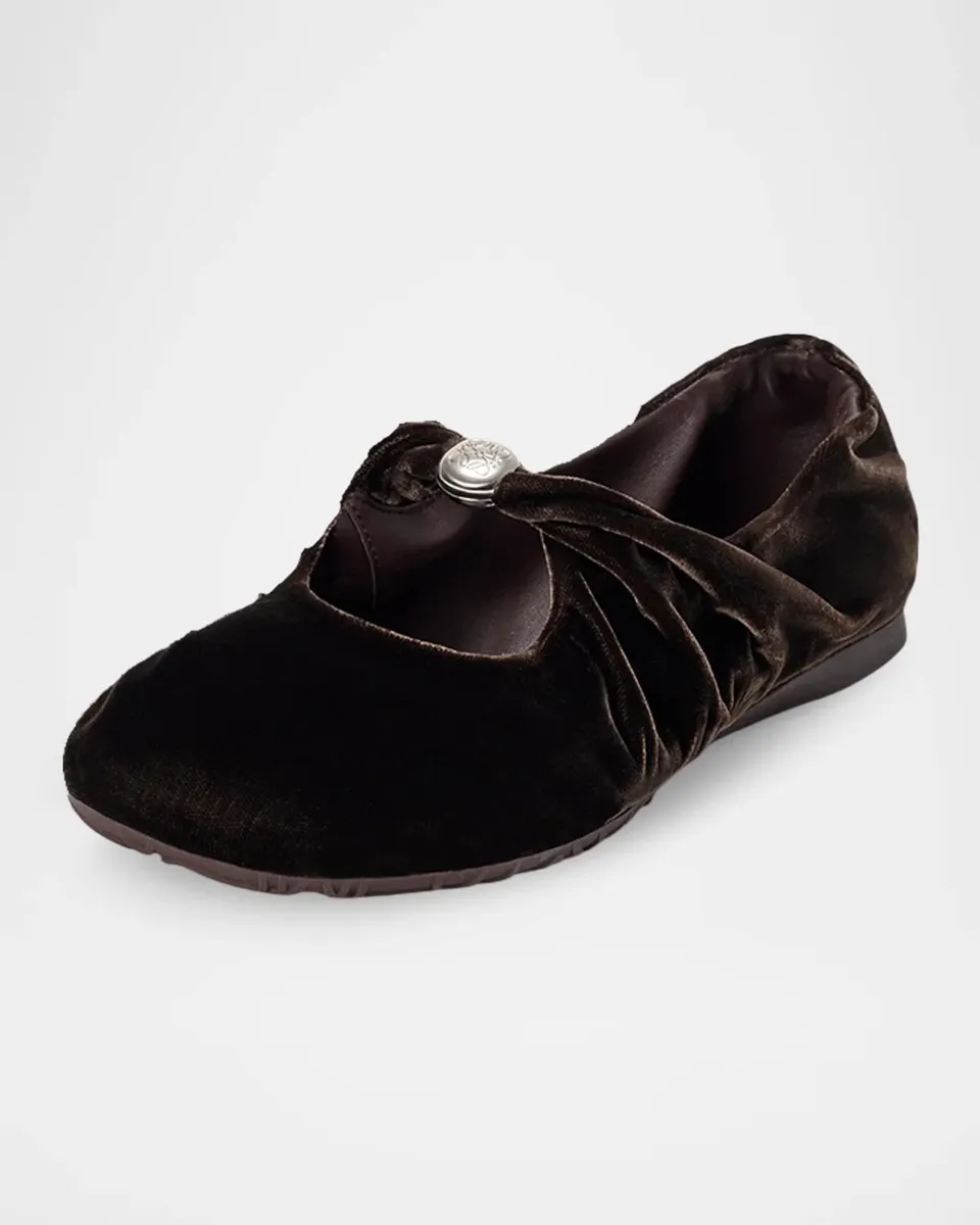 Loewe Pebble Soft Velvet Ballerina Flats | Thumbnail 4