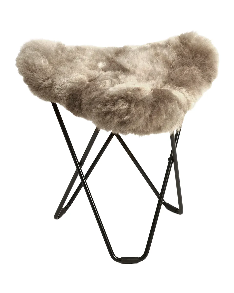 Weich Couture Alpaca Mariposa Alpaca Fur Steel Butterfly Ottoman | Thumbnail 2