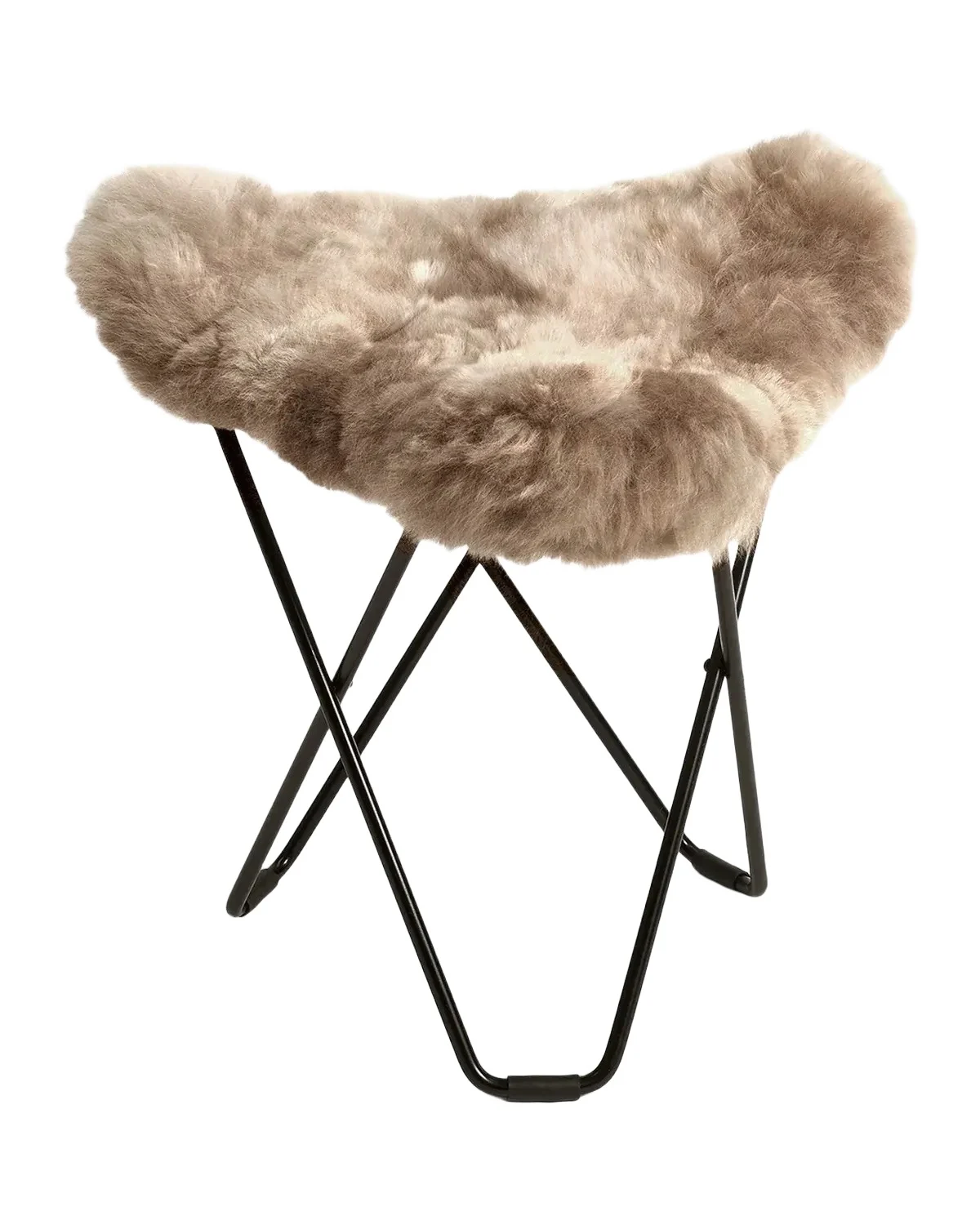Weich Couture Alpaca Mariposa Alpaca Fur Steel Butterfly Ottoman