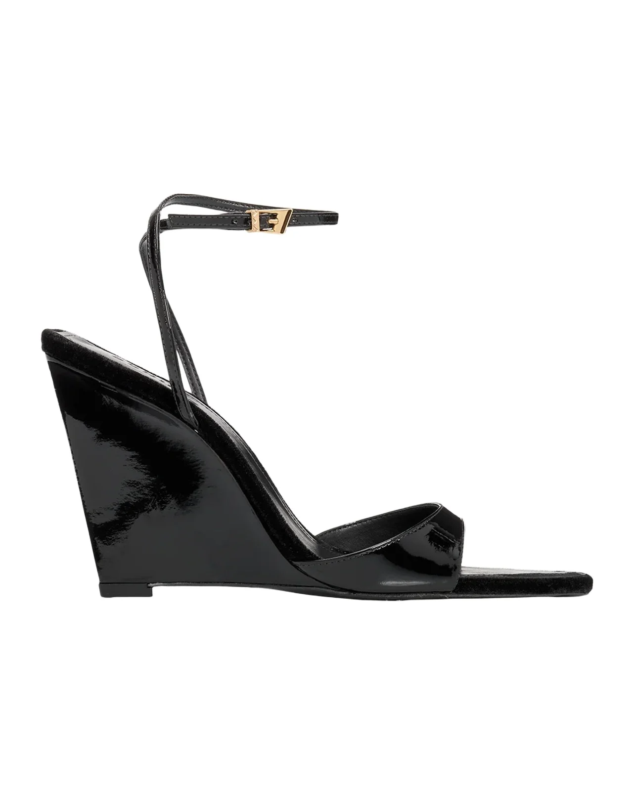 100mm Elodie Patent Leather Wedge Sandals 100mm Elodie Patent Leather Wedge Sandals