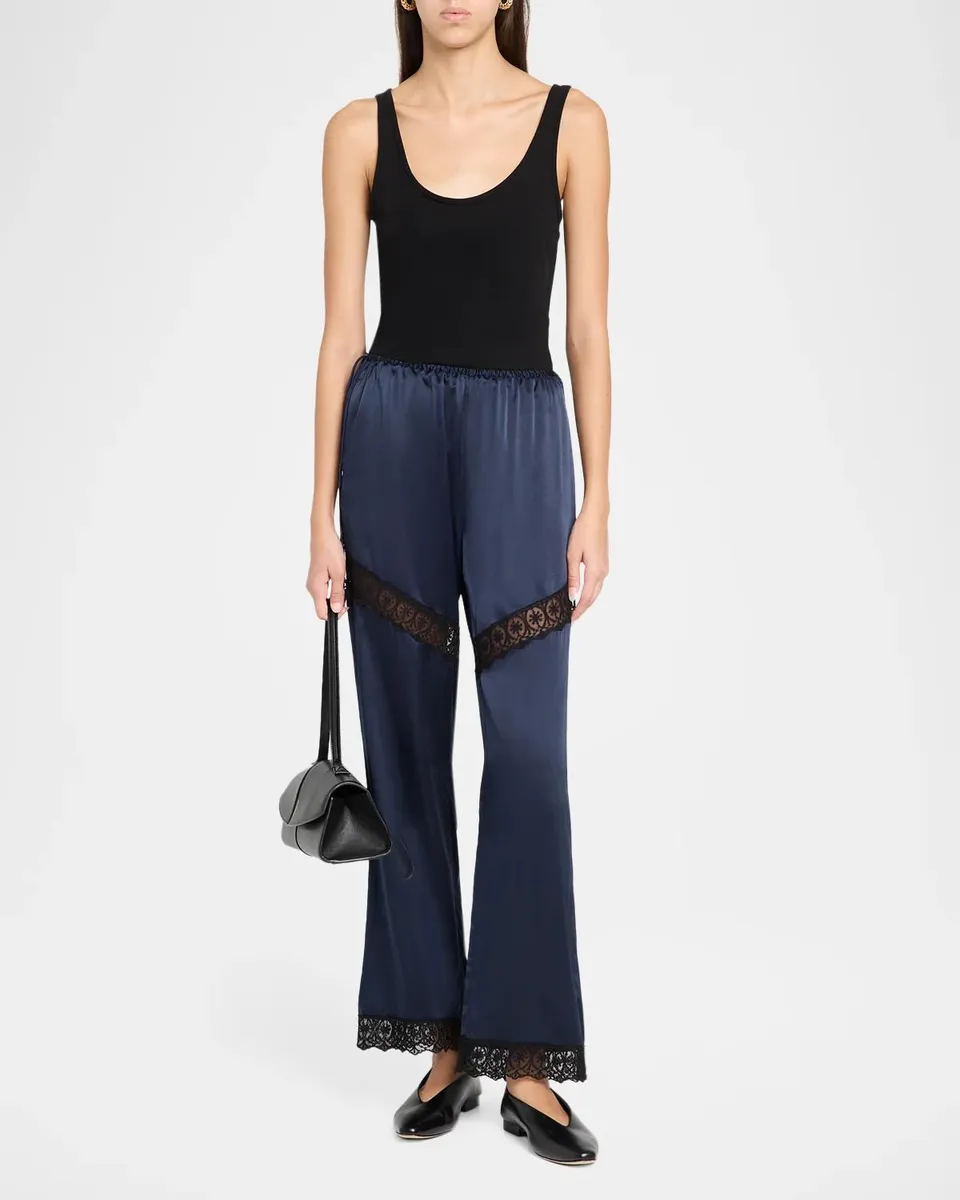 The Garment Cata Stretch-Silk Lace-Trim Pants | Thumbnail 2 The Garment Cata Stretch-Silk Lace-Trim Pants | Thumbnail 2