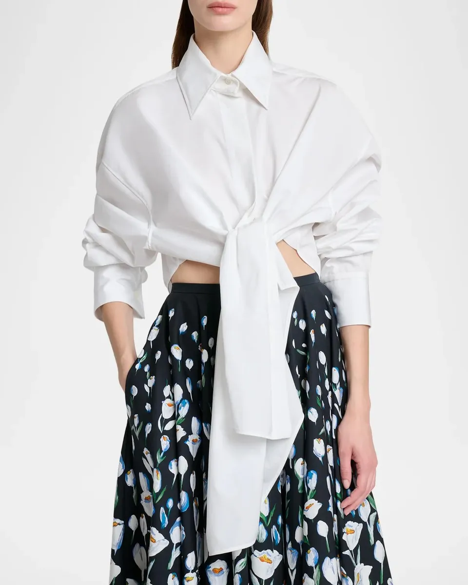 Givenchy Cotton Poplin Tied Crop Button-Down Shirt | Thumbnail 4 Givenchy Cotton Poplin Tied Crop Button-Down Shirt | Thumbnail 4
