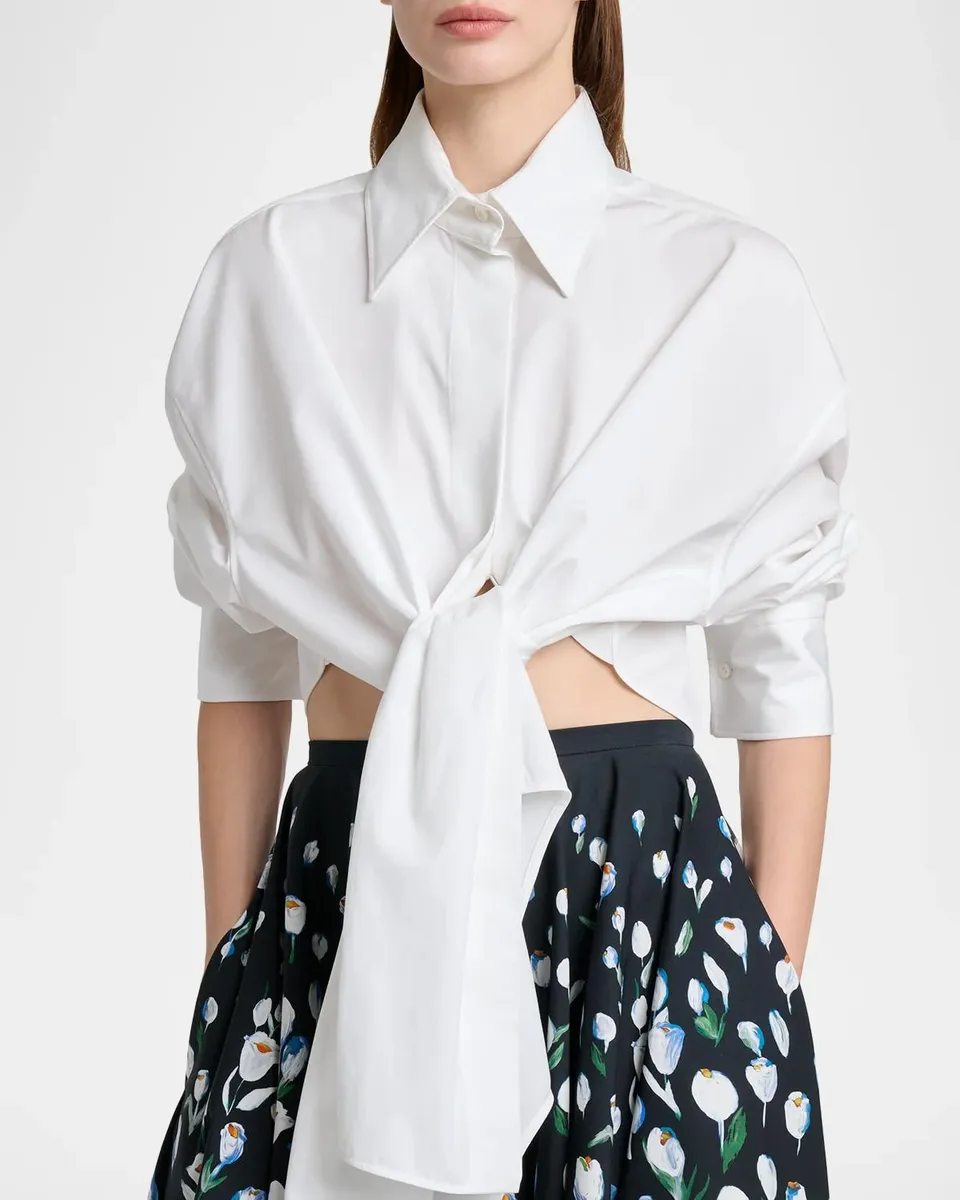 Givenchy Cotton Poplin Tied Crop Button-Down Shirt | Thumbnail 5 Givenchy Cotton Poplin Tied Crop Button-Down Shirt | Thumbnail 5