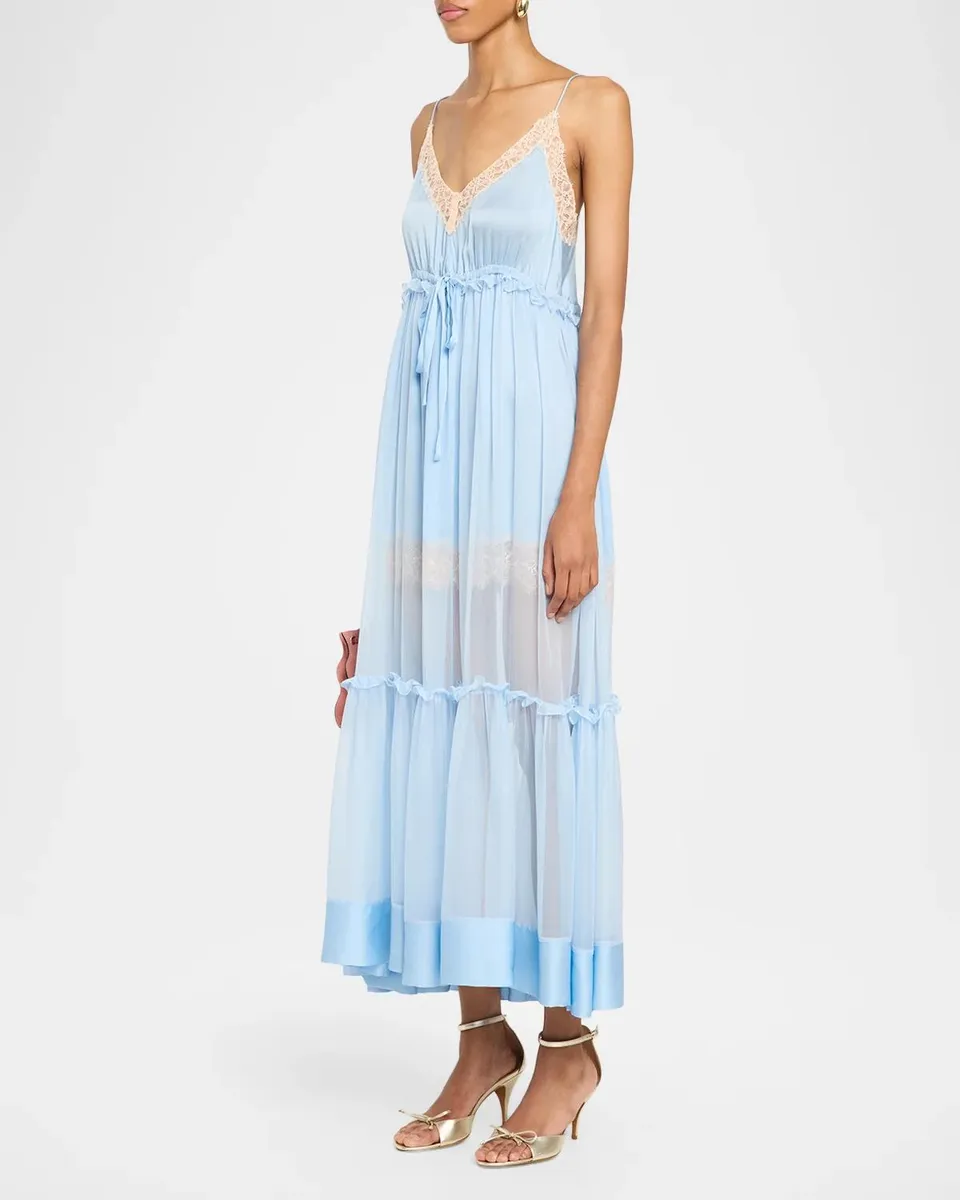 Ulla Johnson Imogen Lace-Trimmed Silk Maxi Slipdress | Thumbnail 4