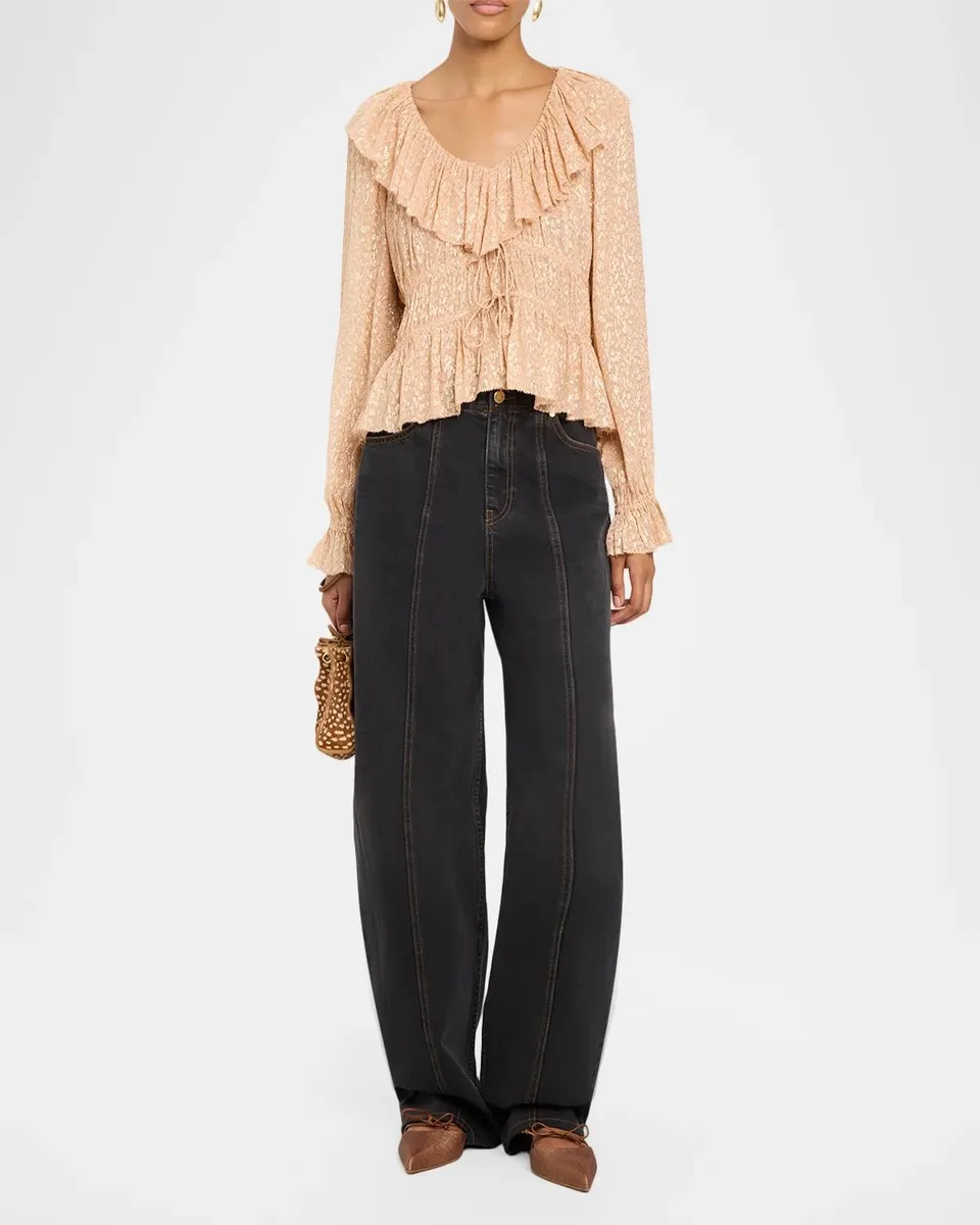 Ulla Johnson Odilia Ruffled Silk-Blend Blouse | Thumbnail 2 Ulla Johnson Odilia Ruffled Silk-Blend Blouse | Thumbnail 2
