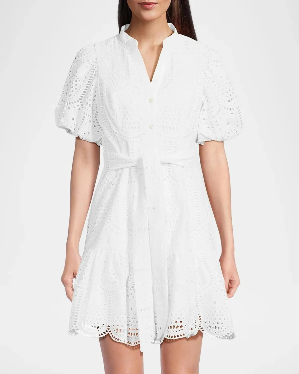 Lilly Pulitzer Cotton Tie-Waist Puff-Sleeve Minidress | Thumbnail 4 Lilly Pulitzer Cotton Tie-Waist Puff-Sleeve Minidress | Thumbnail 4