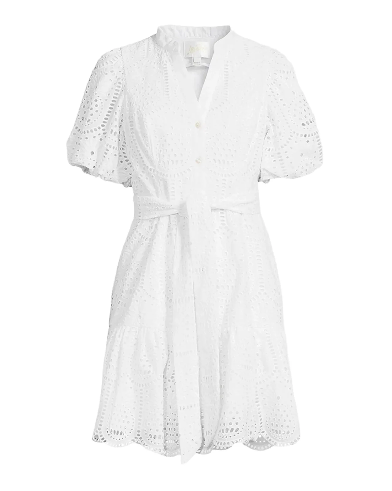 Lilly Pulitzer Cotton Tie-Waist Puff-Sleeve Minidress