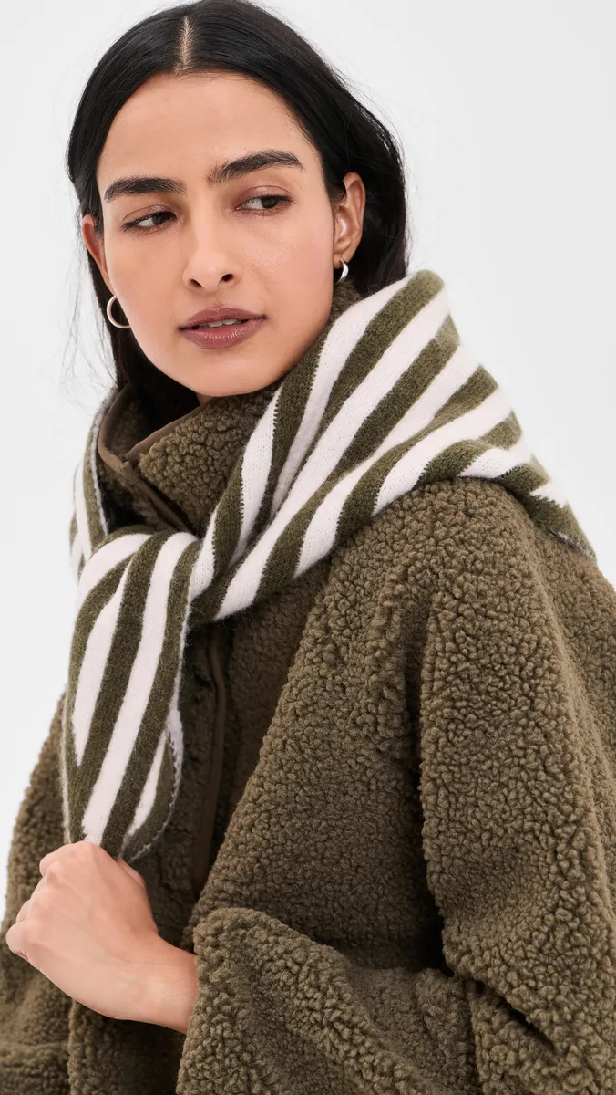 Damson Madder Striped Triangle Scarf | Thumbnail 3 Damson Madder Striped Triangle Scarf | Thumbnail 3