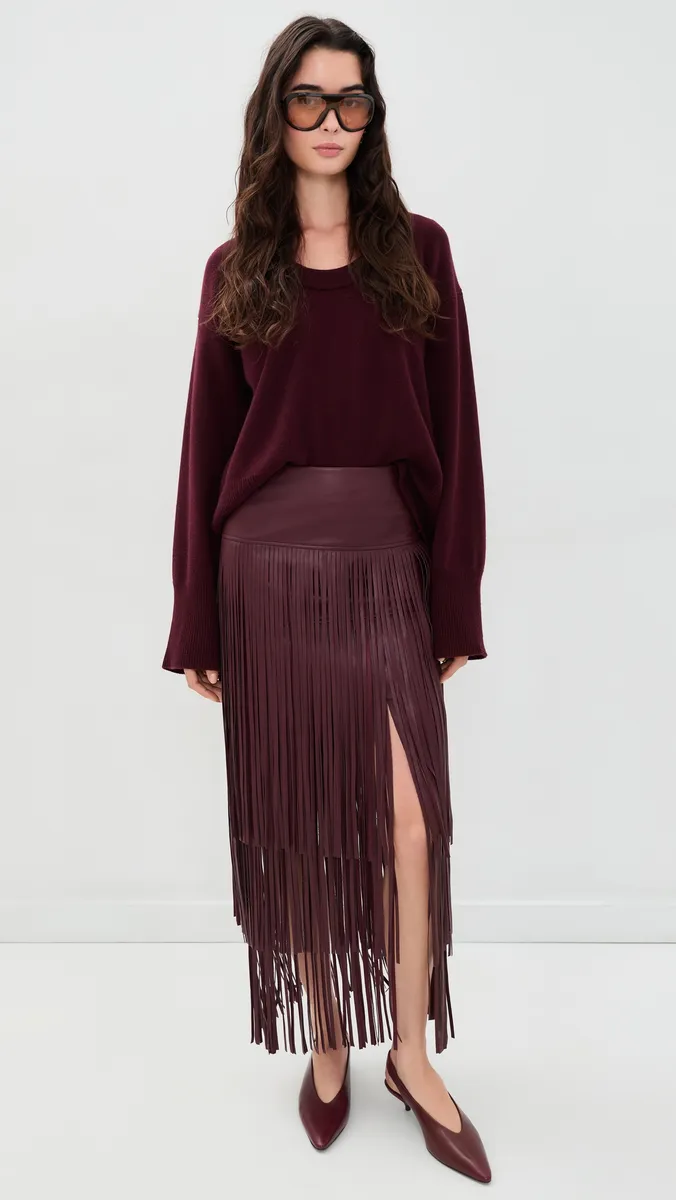 L'Agence Karoline Maxi Fringe Skirt | Thumbnail 5
