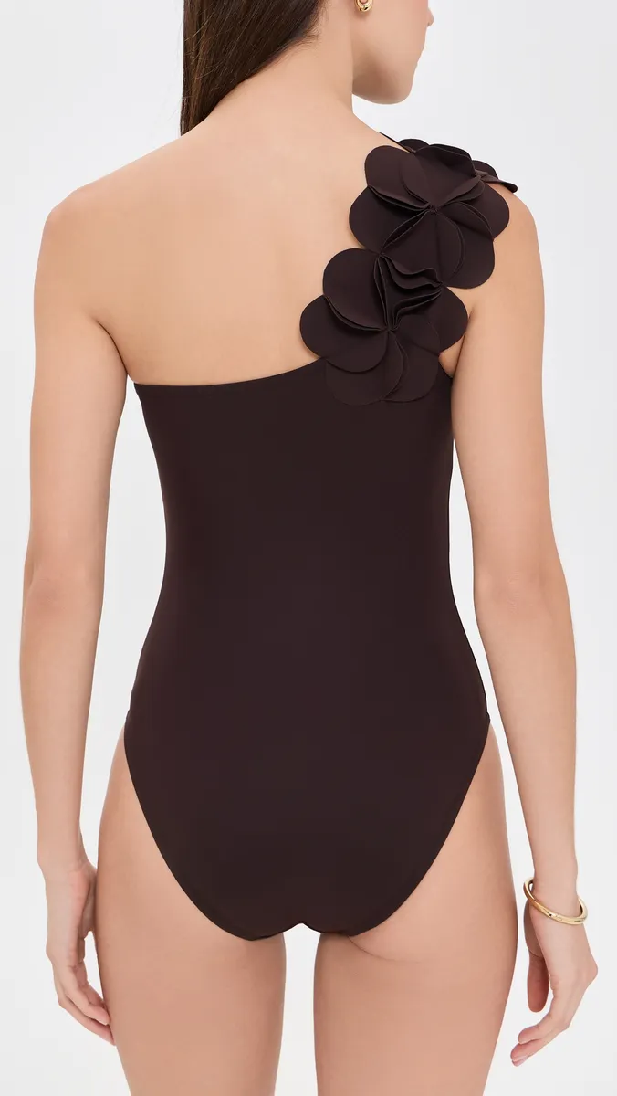 Karla Colletto Tess One Shoulder with Shelf Bra Chocolate | Thumbnail 3 Karla Colletto Tess One Shoulder with Shelf Bra Chocolate | Thumbnail 3