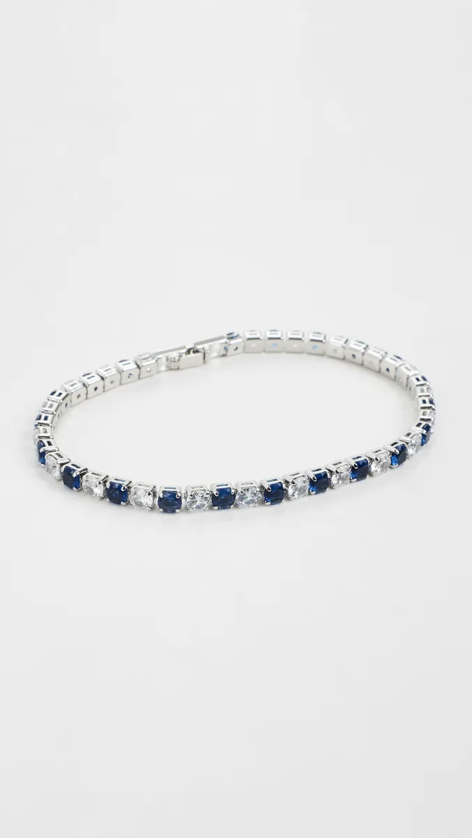 By Adina Eden Silver Blue & Clear CZ Tennis Bracelet | Thumbnail 2 By Adina Eden Silver Blue & Clear CZ Tennis Bracelet | Thumbnail 2