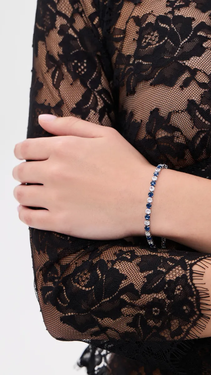 By Adina Eden Silver Blue & Clear CZ Tennis Bracelet | Thumbnail 3 By Adina Eden Silver Blue & Clear CZ Tennis Bracelet | Thumbnail 3