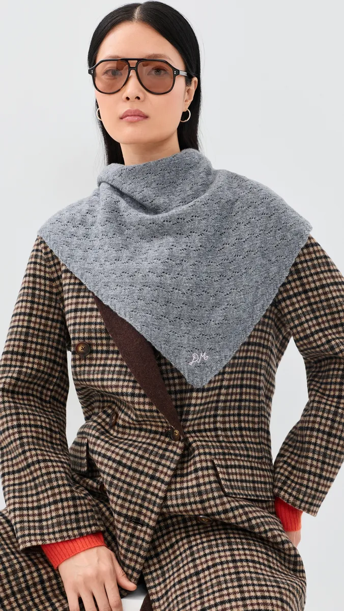 Damson Madder Large Pointelle Triangle Scarf | Thumbnail 3 Damson Madder Large Pointelle Triangle Scarf | Thumbnail 3