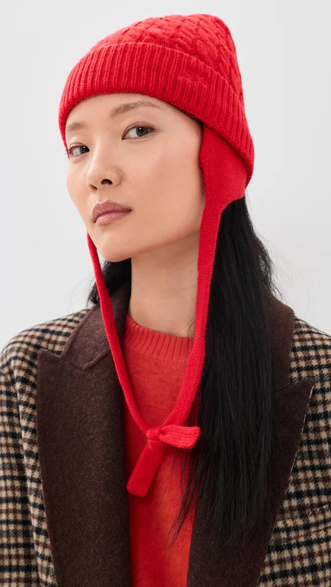 Damson Madder Turn Up Tie Cashmere Mix Beanie | Thumbnail 3 Damson Madder Turn Up Tie Cashmere Mix Beanie | Thumbnail 3