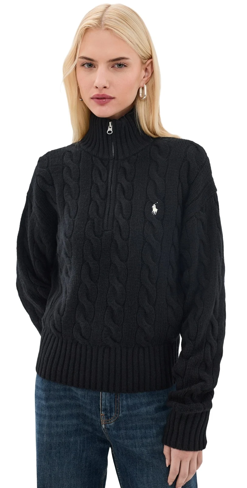 Mock Neck Cable Knit Pullover Mock Neck Cable Knit Pullover