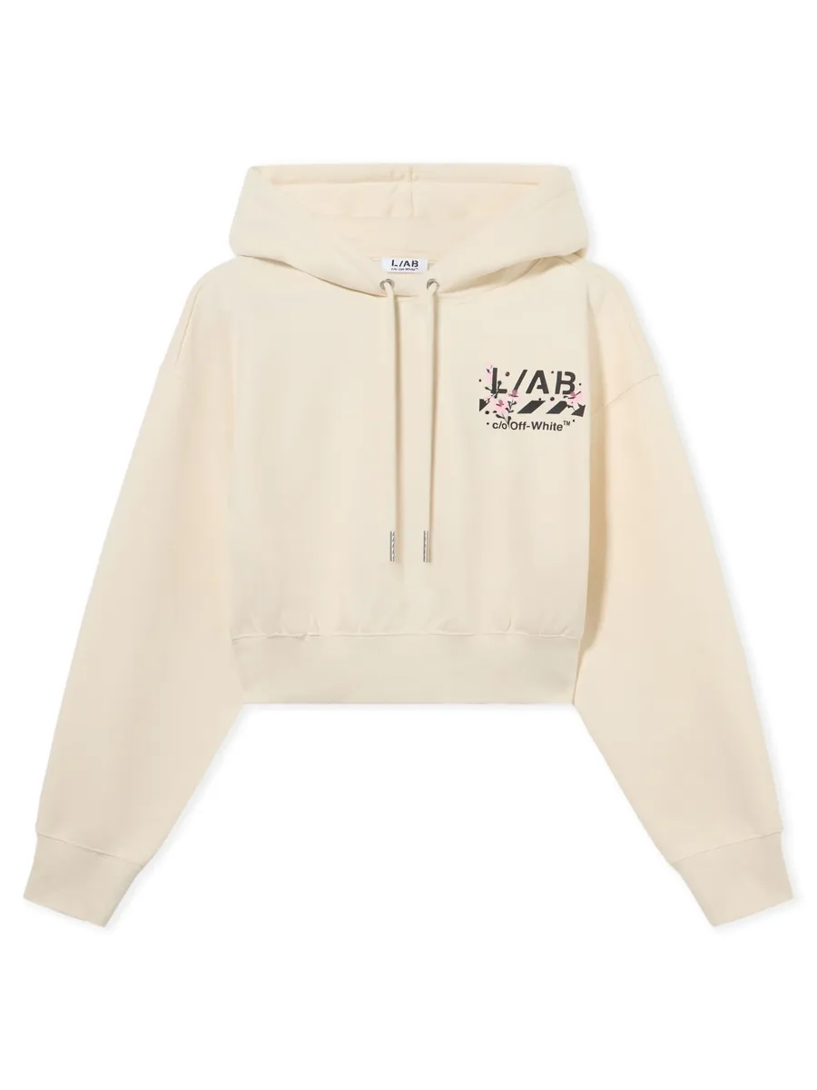 Off-White L/AB Floral Diagonal Crop Hoodie | Thumbnail 2