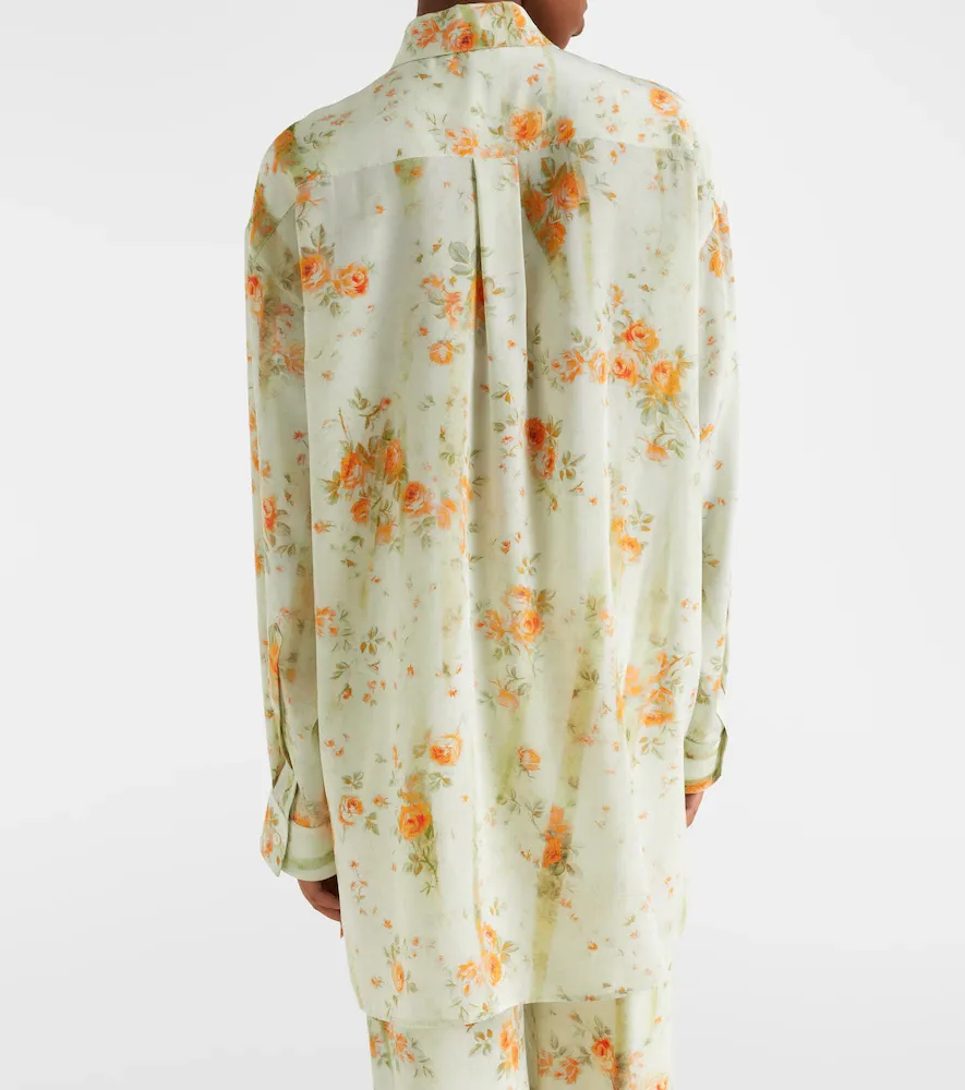 Alexander McQueen Floral silk crêpe de chine pajama shirt | Thumbnail 2 Alexander McQueen Floral silk crêpe de chine pajama shirt | Thumbnail 2
