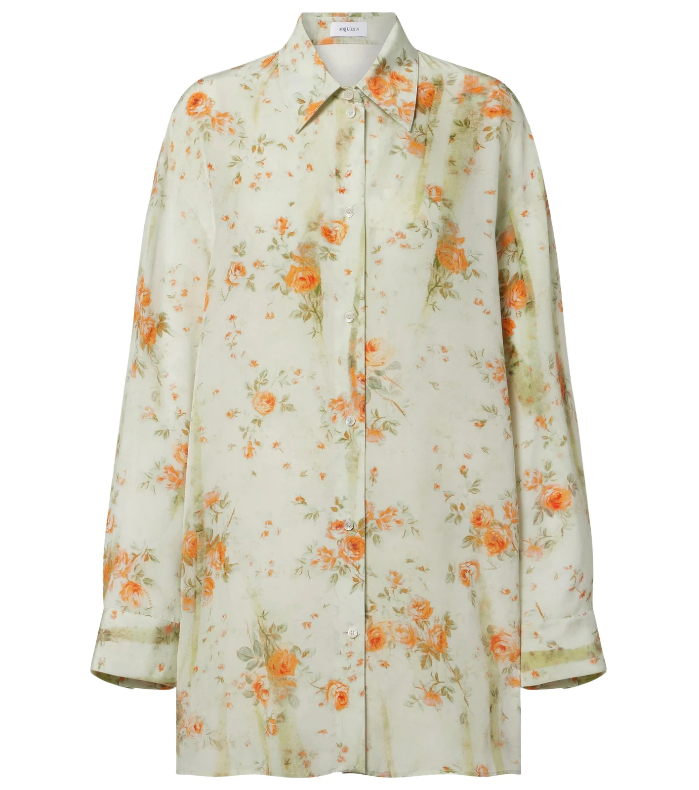 Alexander McQueen Floral silk crêpe de chine pajama shirt