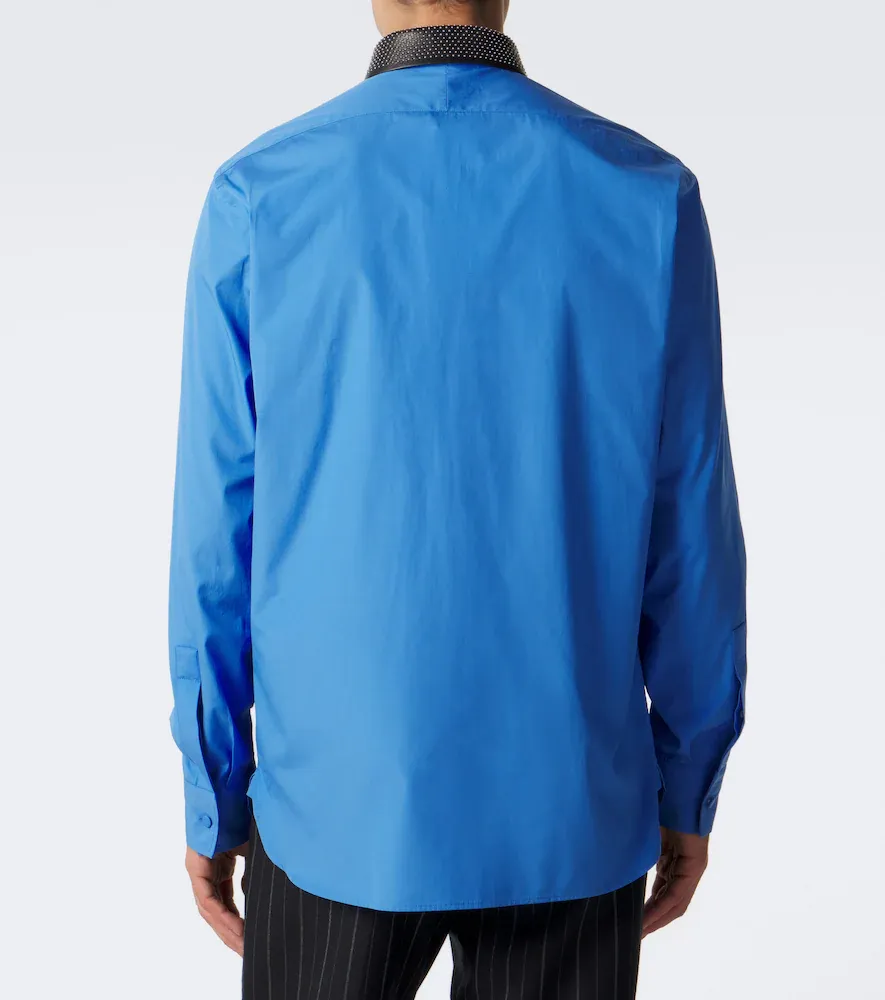 Tom Ford Leather-trimmed studded cotton poplin shirt | Thumbnail 4