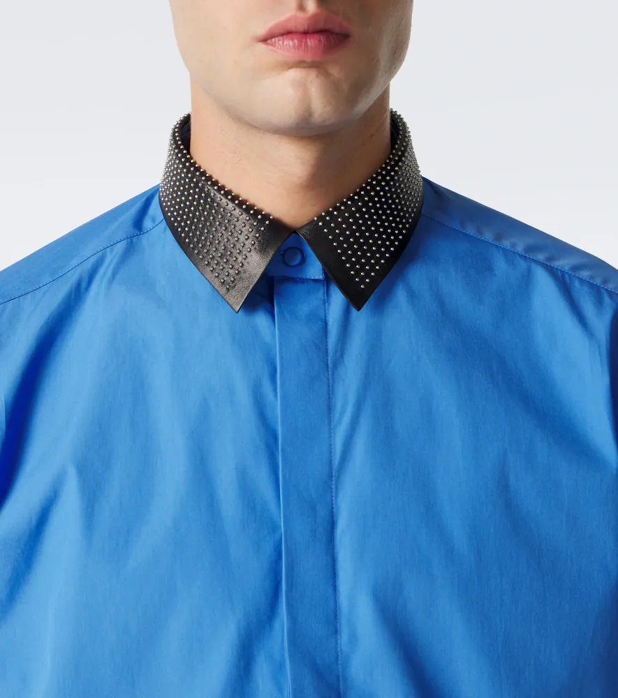 Tom Ford Leather-trimmed studded cotton poplin shirt | Thumbnail 8
