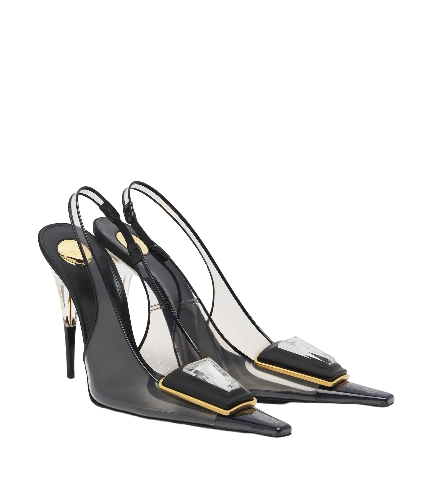 Saint Laurent Sibyl embellished TPU slingback pumps