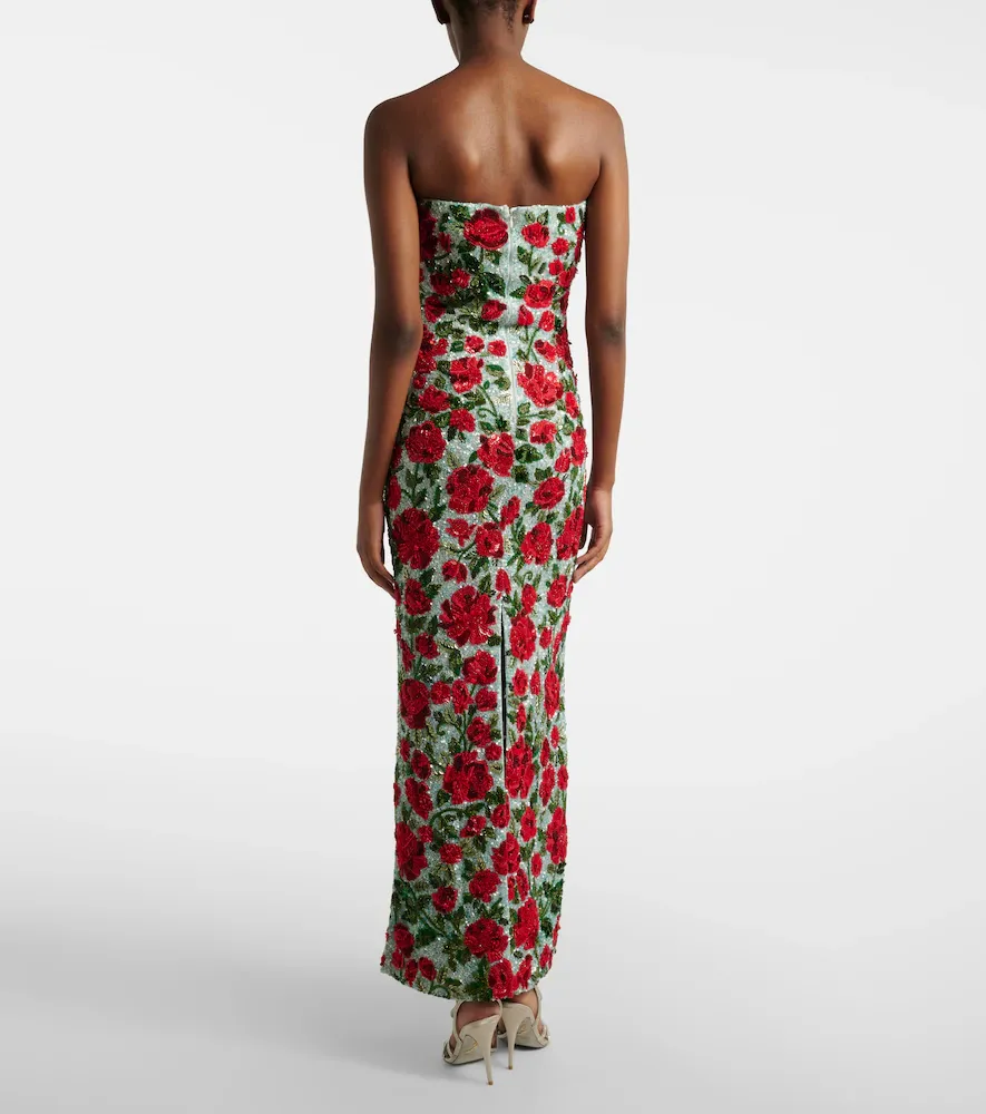 LA FUORI Là Fuori Crimson Rose embellished bustier gown | Thumbnail 2 LA FUORI Là Fuori Crimson Rose embellished bustier gown | Thumbnail 2
