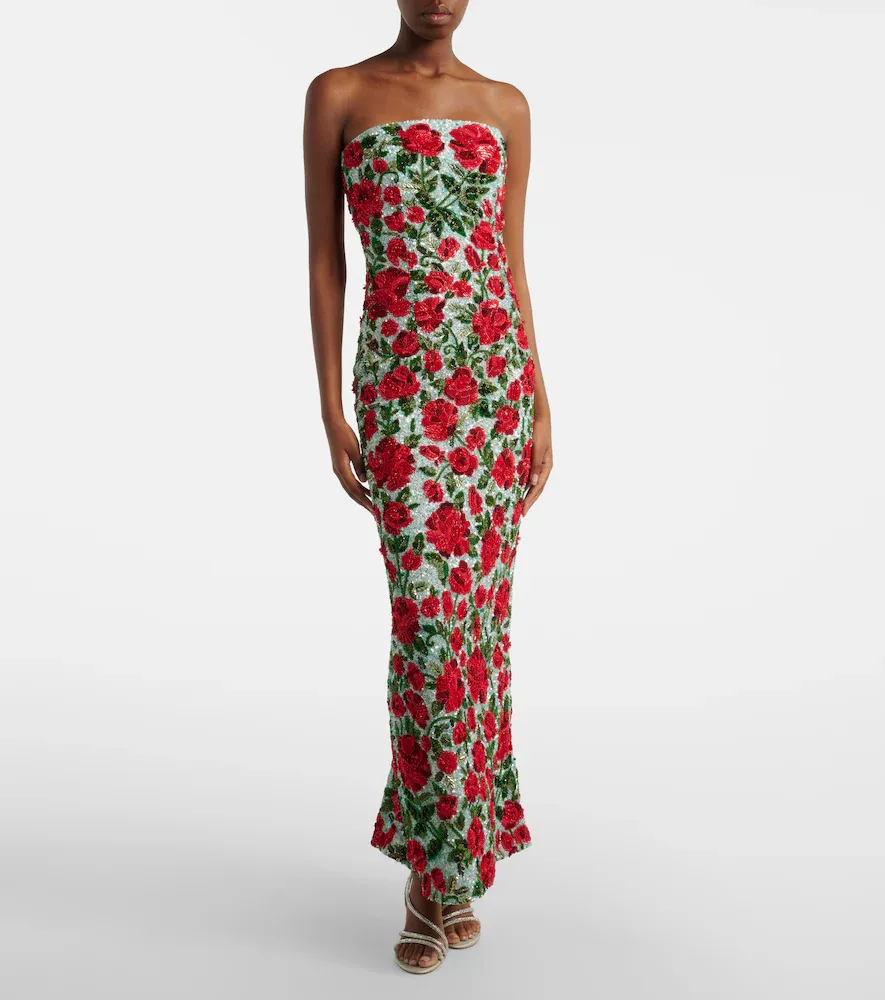 LA FUORI Là Fuori Crimson Rose embellished bustier gown | Thumbnail 3 LA FUORI Là Fuori Crimson Rose embellished bustier gown | Thumbnail 3