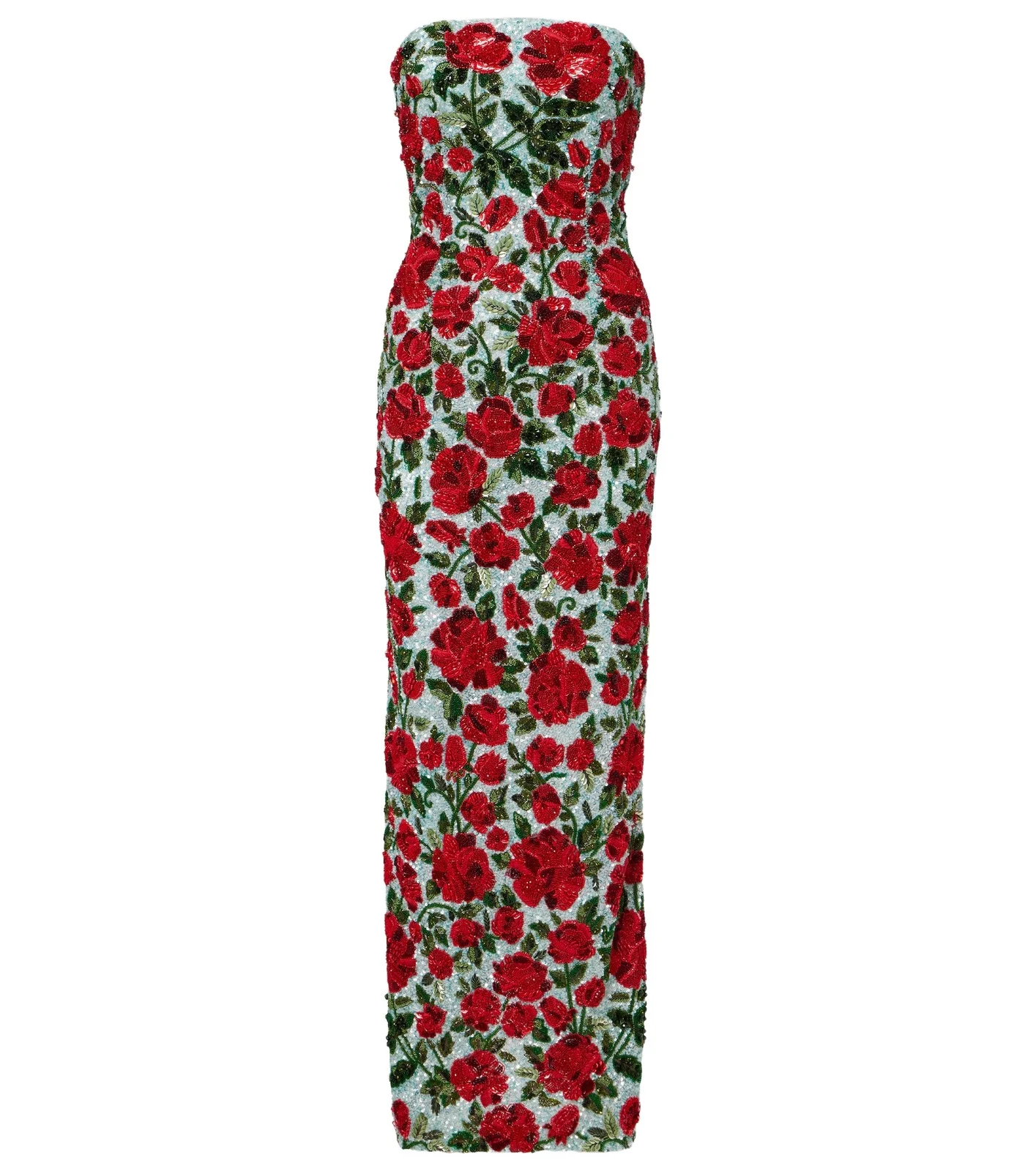 LA FUORI Là Fuori Crimson Rose embellished bustier gown