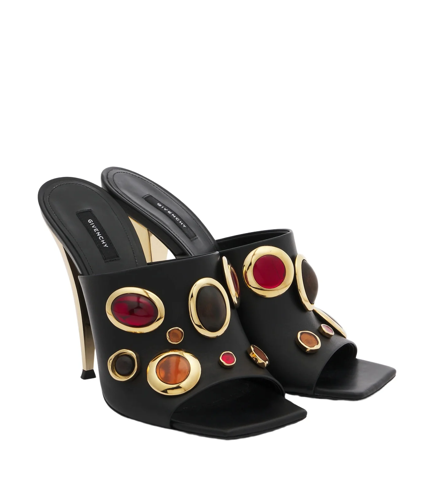 Sliced Square embellished leather mules Sliced Square embellished leather mules