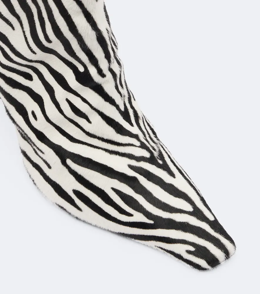 Amina Muaddi Mona zebra-print calf hair knee-high boots | Thumbnail 2
