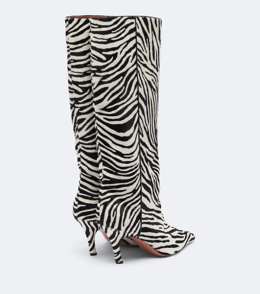 Amina Muaddi Mona zebra-print calf hair knee-high boots | Thumbnail 4